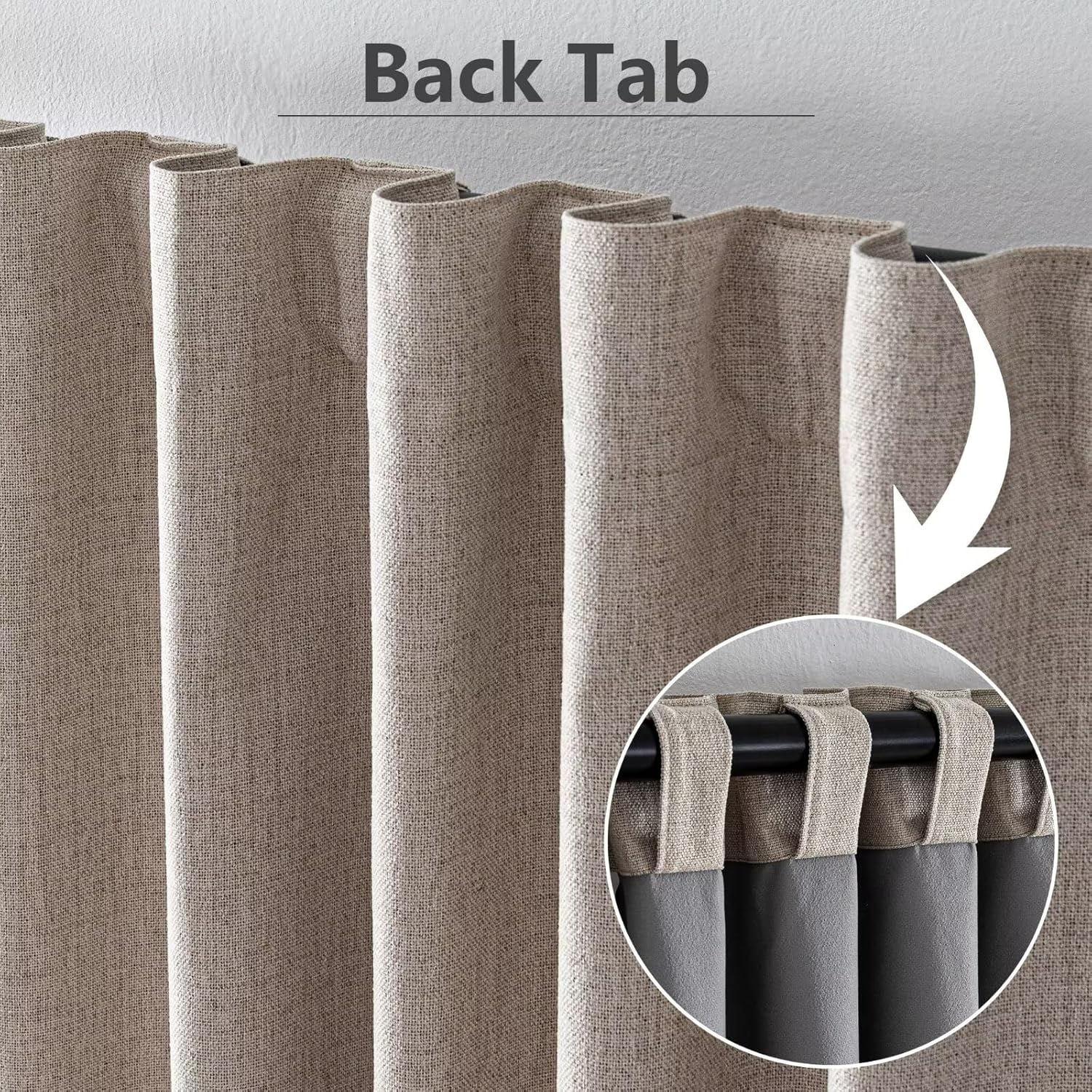 Zyvola 100% Blackout Curtains 84 inch Length 2 Panels Faux Linen Long Drapes for Bedroom Nursery Living Room Black Out Room Darkening Curtain Thermal Insulated Back Tab Rod Pocket(W52 x L84, Beige)