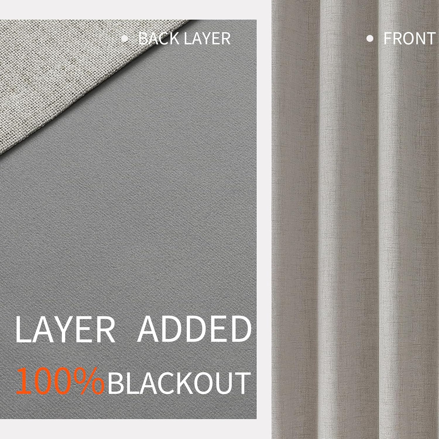 Alternative view of Joydeco Blackout Curtains 63 Inch Length, Living Room Curtain 2 Panels Set, Grommets Room Darkening Textured Thermal Drapes, Greyish White Blackout Curtains for Bedroom (42x63inch)