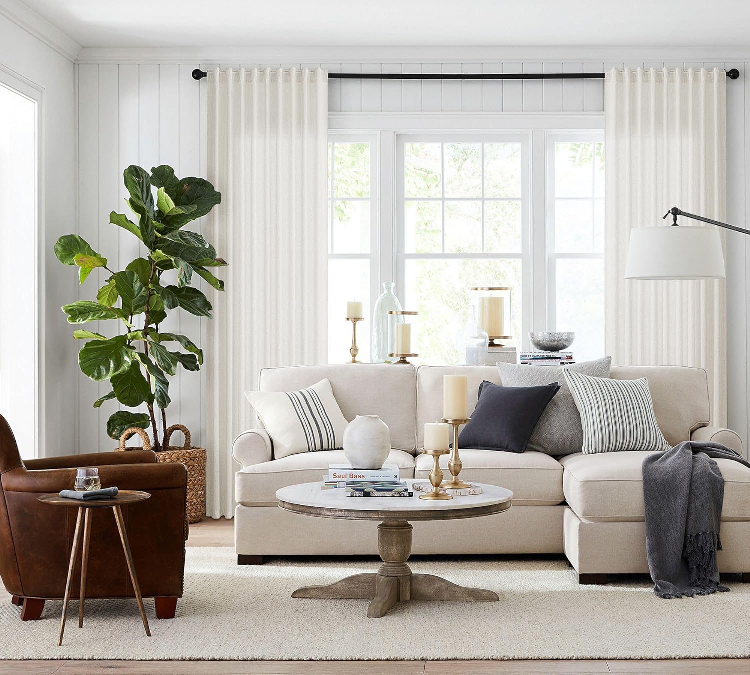 Natural Linen Curtains 84 Inch Length for Living Room 2 Panel Pocket Drape Light Filtering Semi Sheer Cream Country Rustic Farmhouse Boho Curtain Bedroom Pinch Pleated Look Ivory Color Back Tab