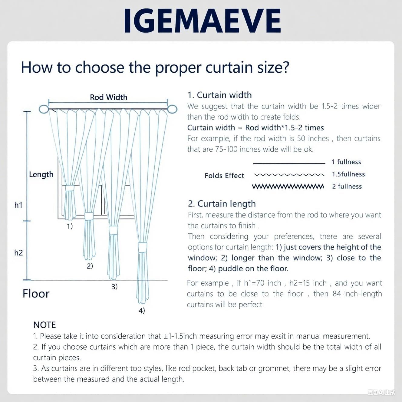 IGEMAEVE Black Out Curtains 84 Inch Long for Bedroom Living Room, 100% Blackout Curtains for Movie Theater Dining Room, Grommet Energy Saving Thermal Darkening Drapes for Kids Nursery Window