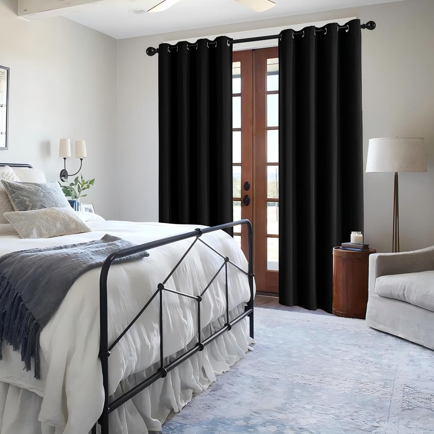 Alternative view of IGEMAEVE Black Out Curtains 84 Inch Long for Bedroom Living Room, 100% Blackout Curtains for Movie Theater Dining Room, Grommet Energy Saving Thermal Darkening Drapes for Kids Nursery Window