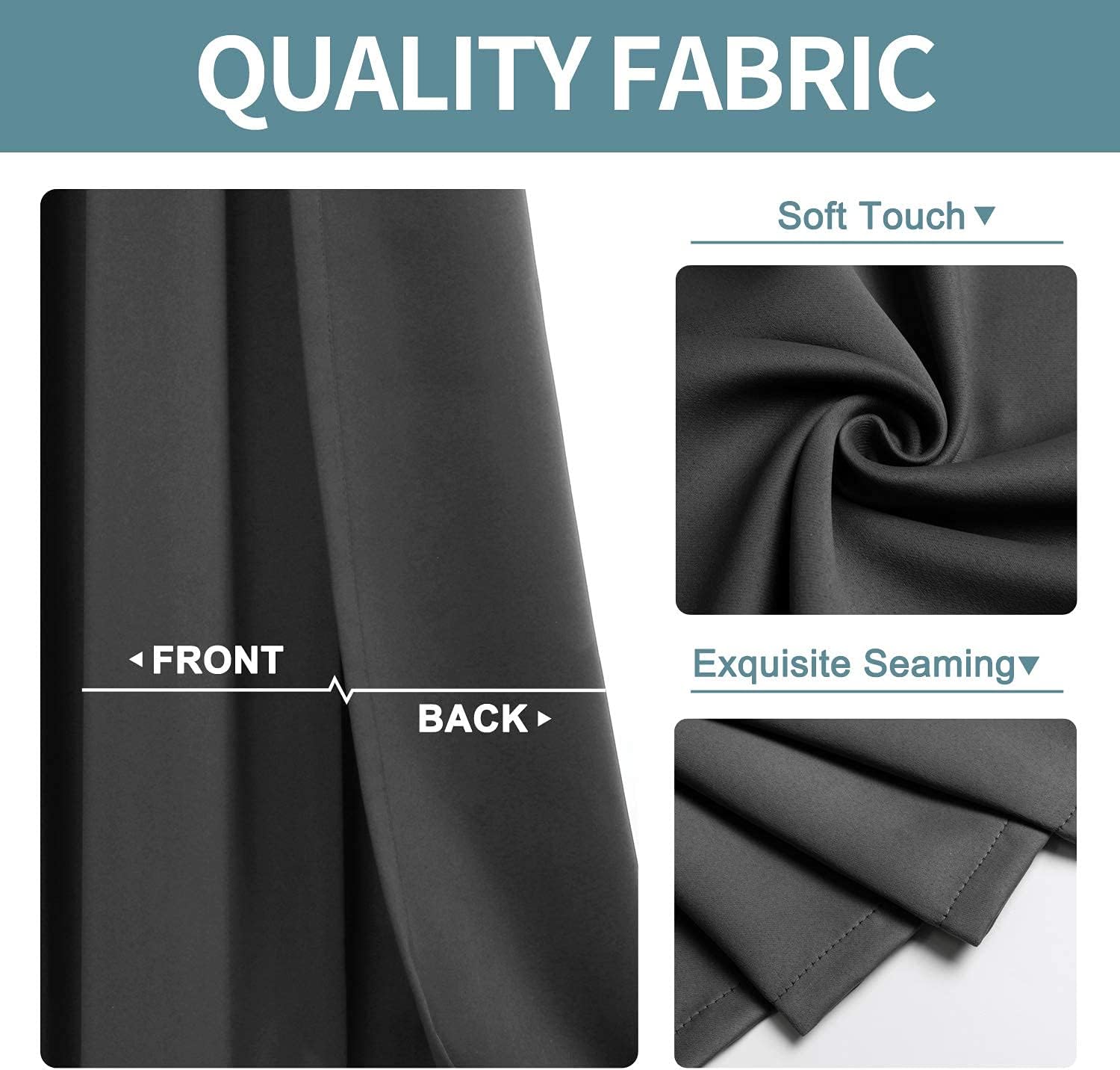 ChrisDowa Grommet Blackout Curtains for Bedroom and Living Room - 2 Panels Set Thermal Insulated Room Darkening Curtains (Dark Grey, 42 x 63 Inch) - Image 4