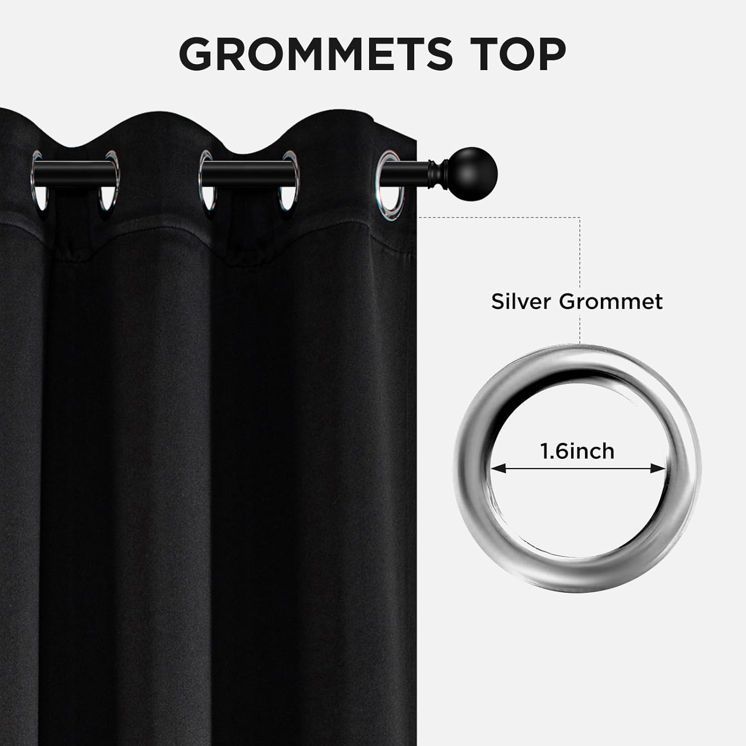 Joydeco Blackout Curtains for Bedroom 84 Inch - Black Out Curtains with Grommets Thermal Insulated Room Darkening Light Blocking, Noise Reducing & Wrinkle-Free Drapes for Living Room Windows, 2 Panels