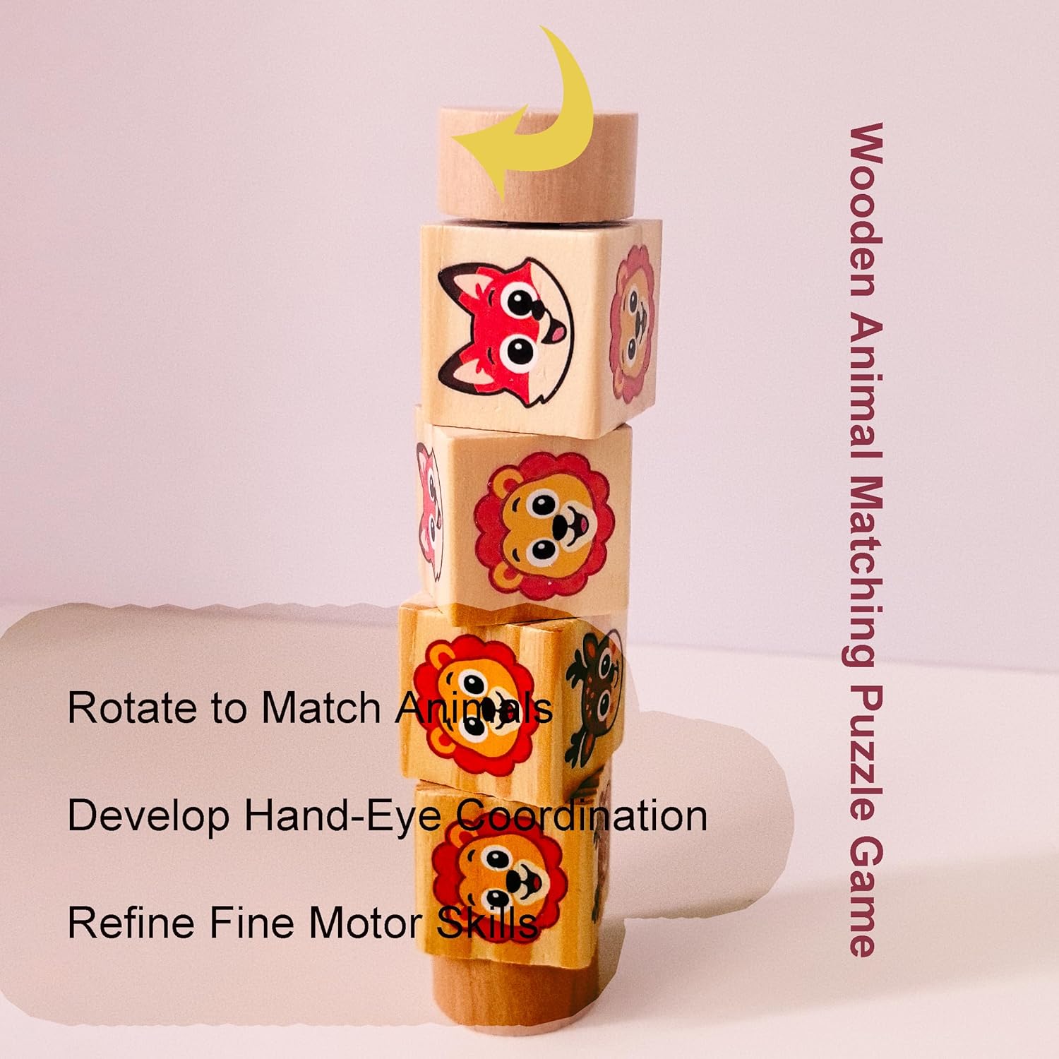 Wooden Animal Matching Puzzle Game u2013 Monterrori Toys Early Educational Toddler Rotating Block Puzzle with Cards for Hand-Eye Coordination & Fine Motor Skills Development for Age 1 2 3+ - Image 5