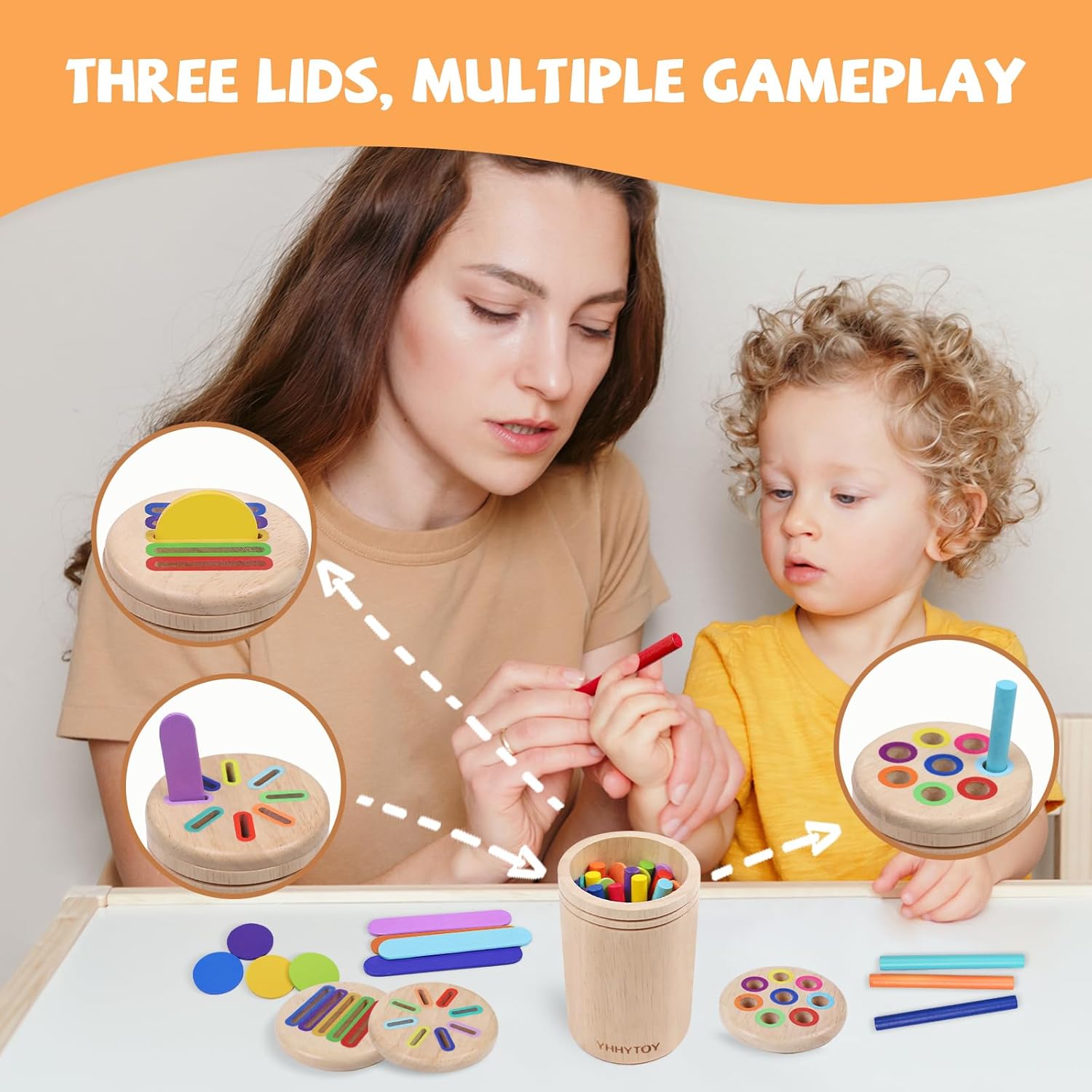 Alternative view of YHHYTOY Montessori Toys for 2 3 4 Years Old, 3 in 1 Educational Sensory Color Sorting Toys for Toddlers 1-3, Fine Motor Skills Preschool Learning Activities, 2 3 4 Year Old Girls Boys Birthday Gifts
