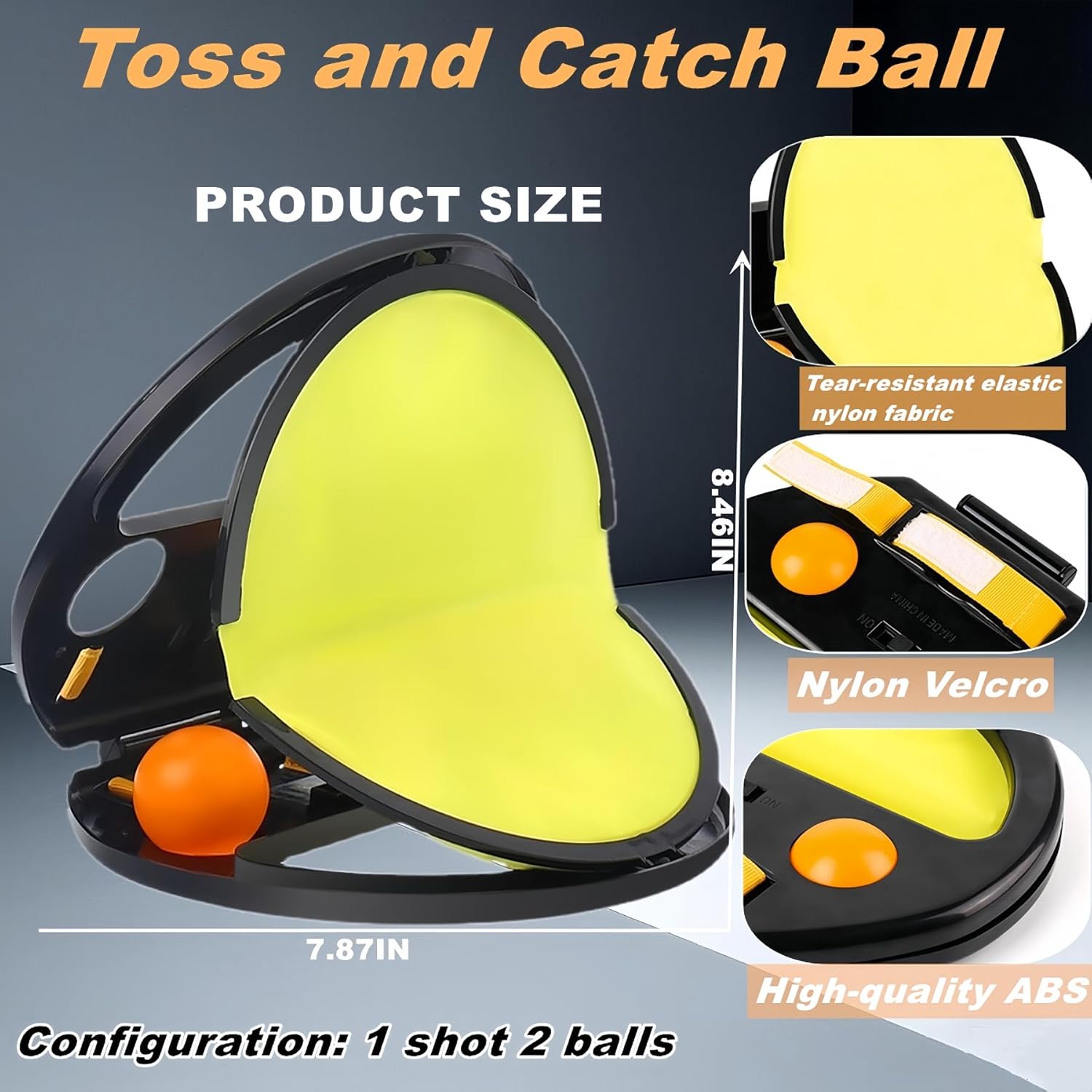 Alternative view of BIFENGSHUNCAI Toss and Catch Ball Game for Kids & Adults, 2Pcs Velcro Throw Catch Ball Set to Improve Hand Eye Coordination Ability, Portable Racket Pocket with Launcher, Ideal Outdoor Game Choice