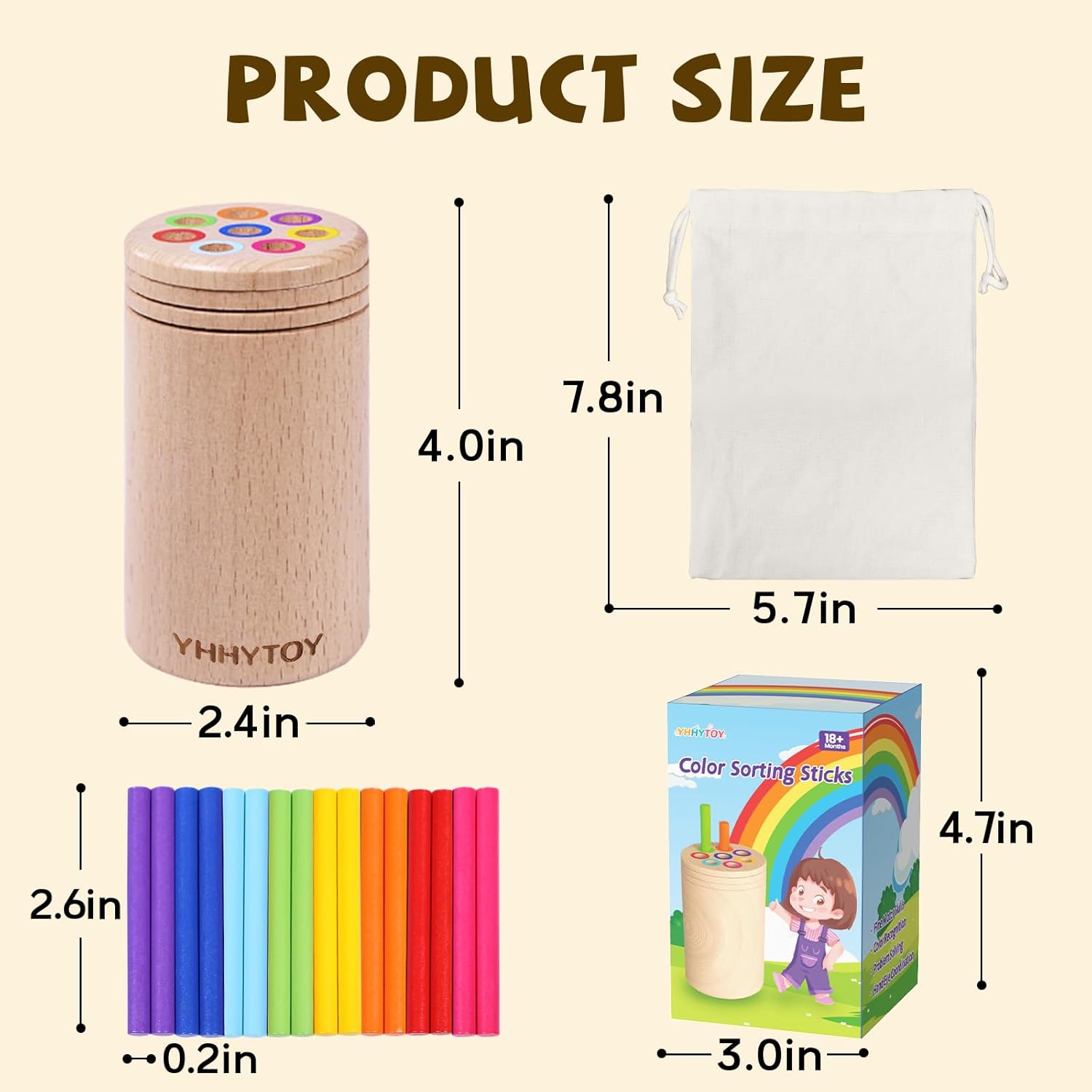 Alternative view of YHHYTOY Montessori Toys for 1+ Year Old, Toddler 18 Month Old Toy Color Sorting Preschool Learning Activities, Fine Motor Skills Sensory Toys for Toddlers 1-3, 1 2 3 Year Old Girl Boy Baby Gifts