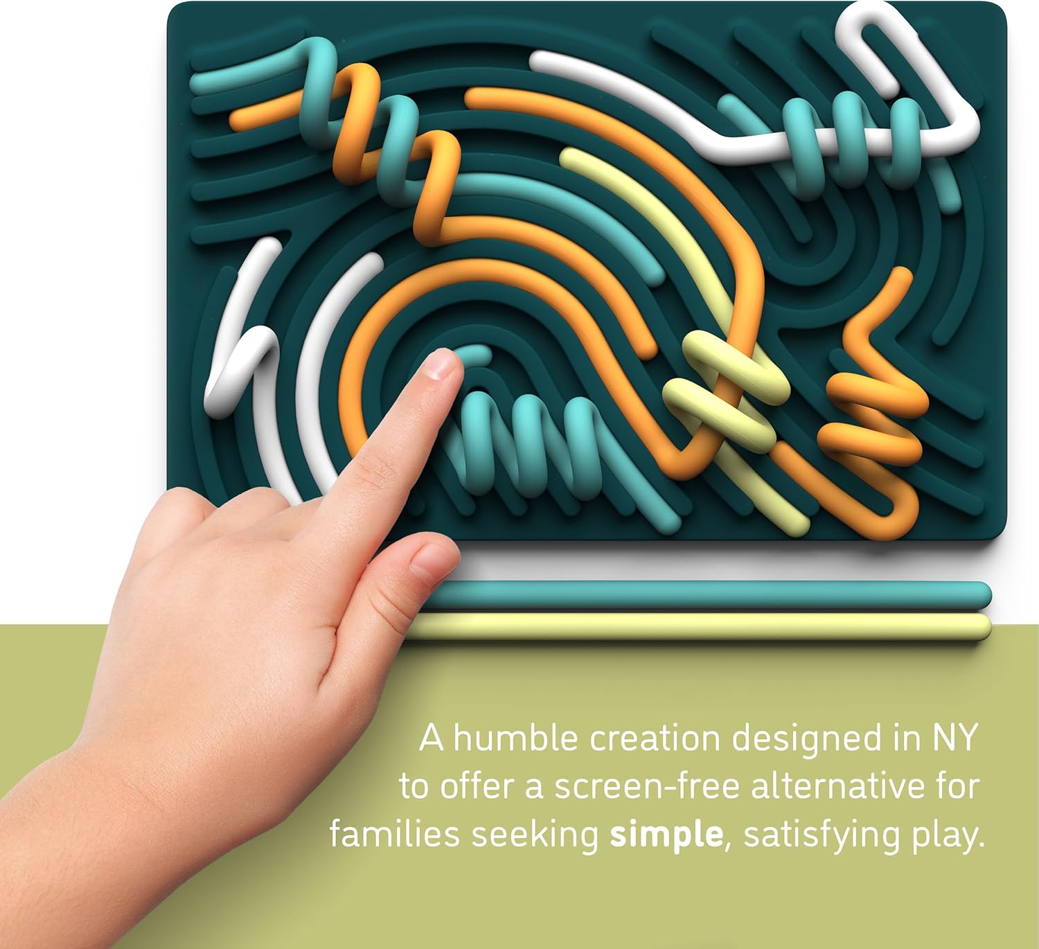 Pushpeel Sensory Activity Board: Silicone Fidget Toy for Calming, Stress, Anxiety, ADHD & Autism | Silent, No Mess | Kids 3+ & Adults | Includes Portable Travel Bag & 11 Strings