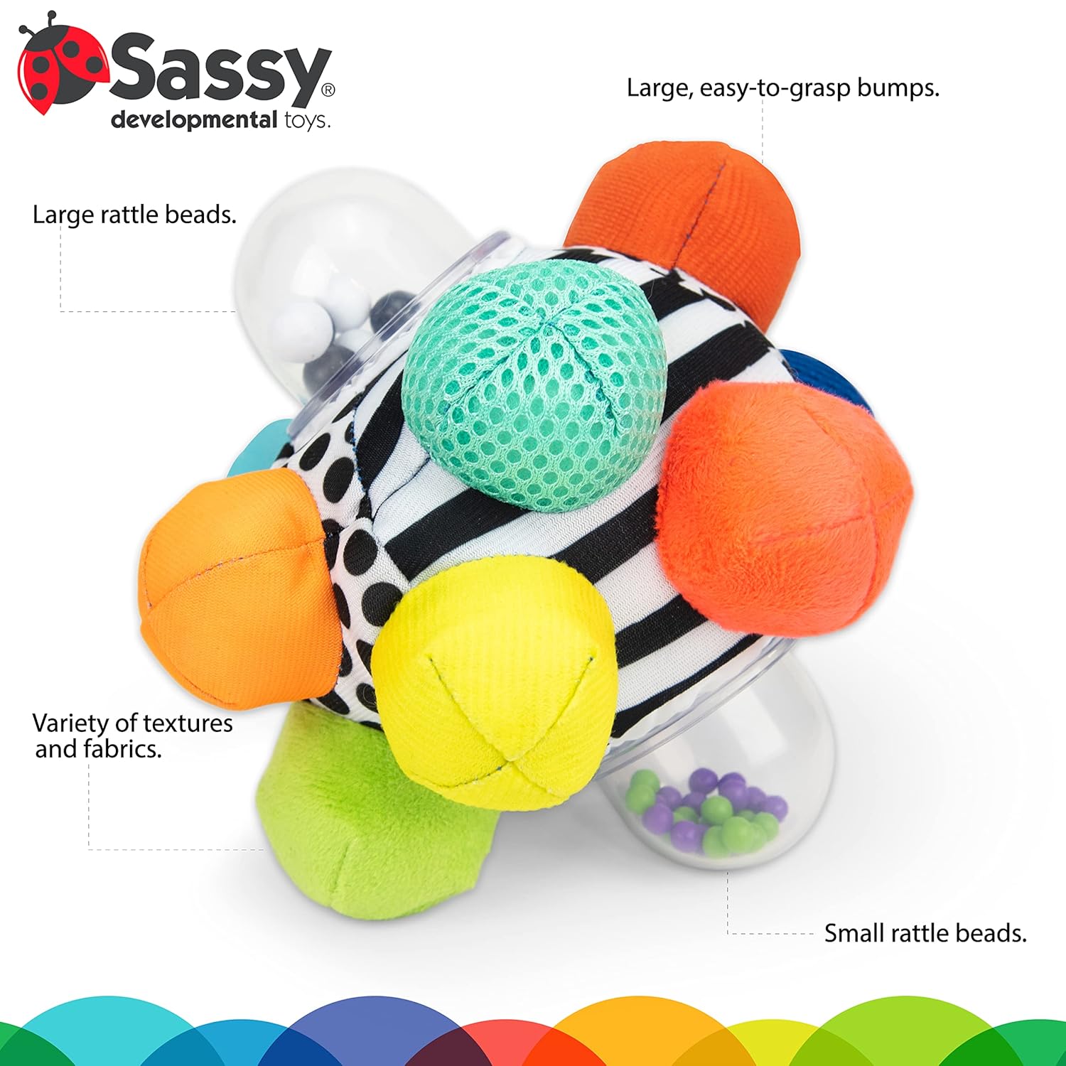 Sassy Developmental Bumpy Ball, Easy to Grasp Bumps Help Develop Motor Skills, Ages 6+ Months - Image 3