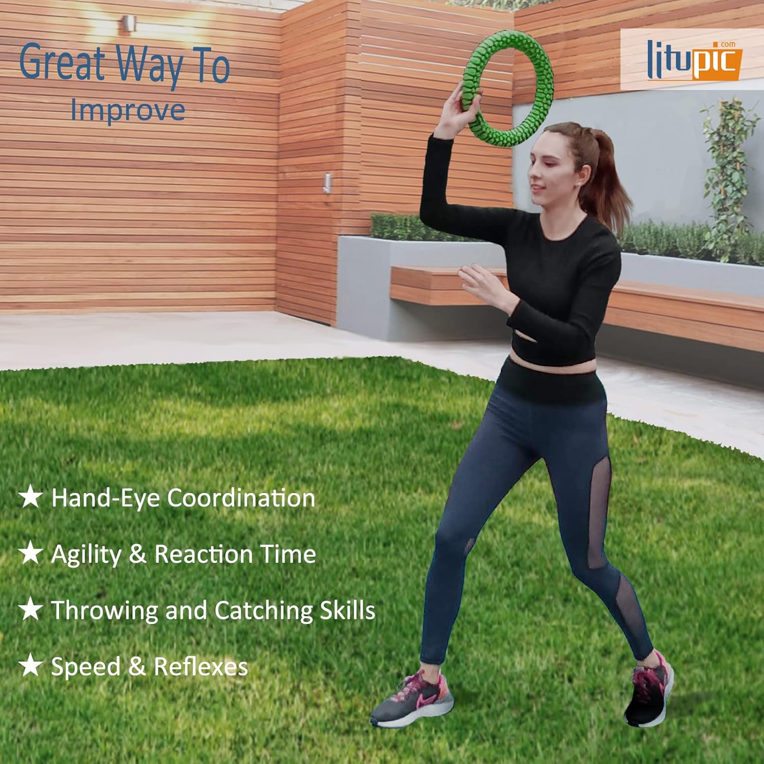 Litupic Bouncy Sports Hoops Hand Eye Coordination Training Tool Sports Equipment Reaction Speed Training Tool for Improving Agility & Reflex Skills Easy to Catch and Throw Great for Family - Image 3