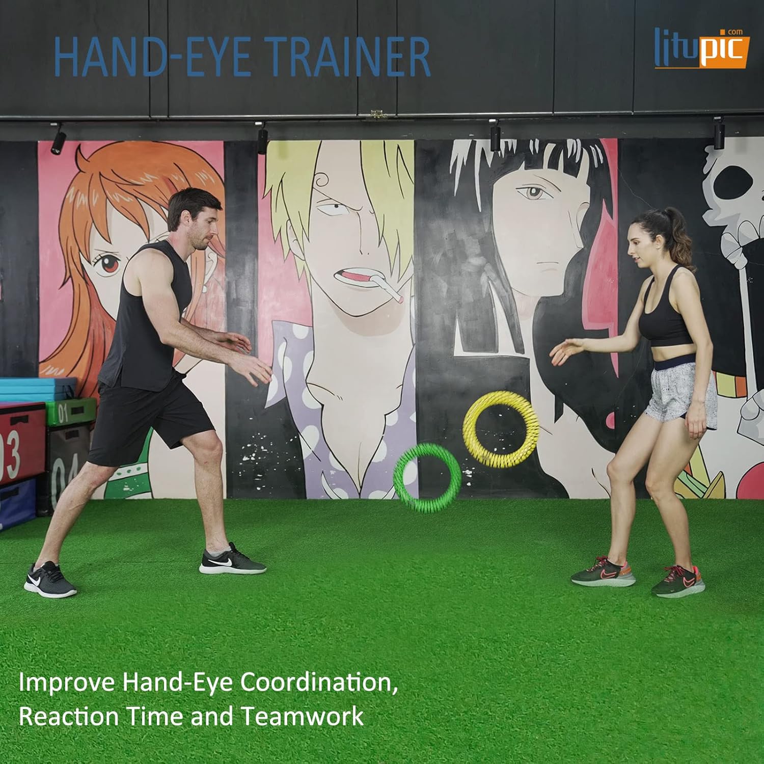 Litupic Bouncy Sports Hoops Hand Eye Coordination Training Tool Sports Equipment Reaction Speed Training Tool for Improving Agility & Reflex Skills Easy to Catch and Throw Great for Family - Image 4