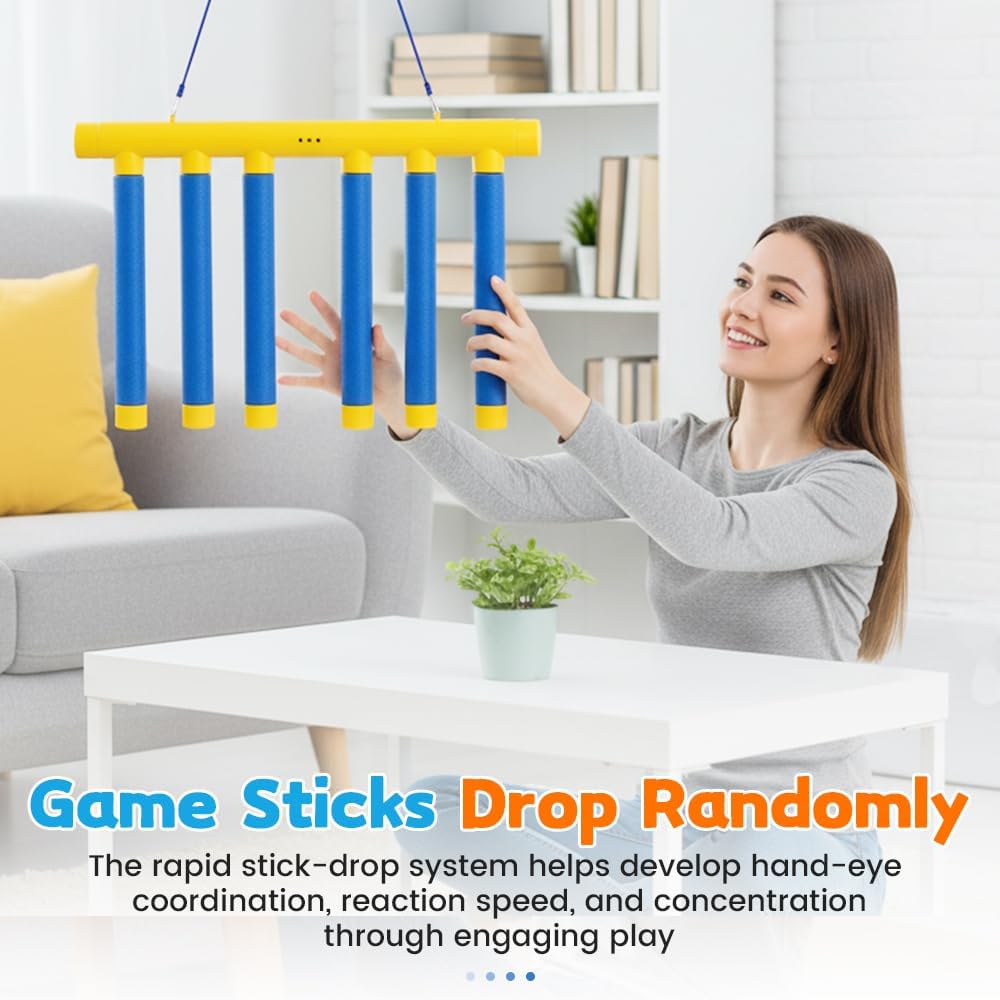 Alternative view of Reflective Drop Stick Challenge Game Set, 2026 New Hand Eye Coordination Reflex Training, 3 Adjustable Speed Modes, Catching Sticks Game for All Ages, Reflex Game Falling Sticks