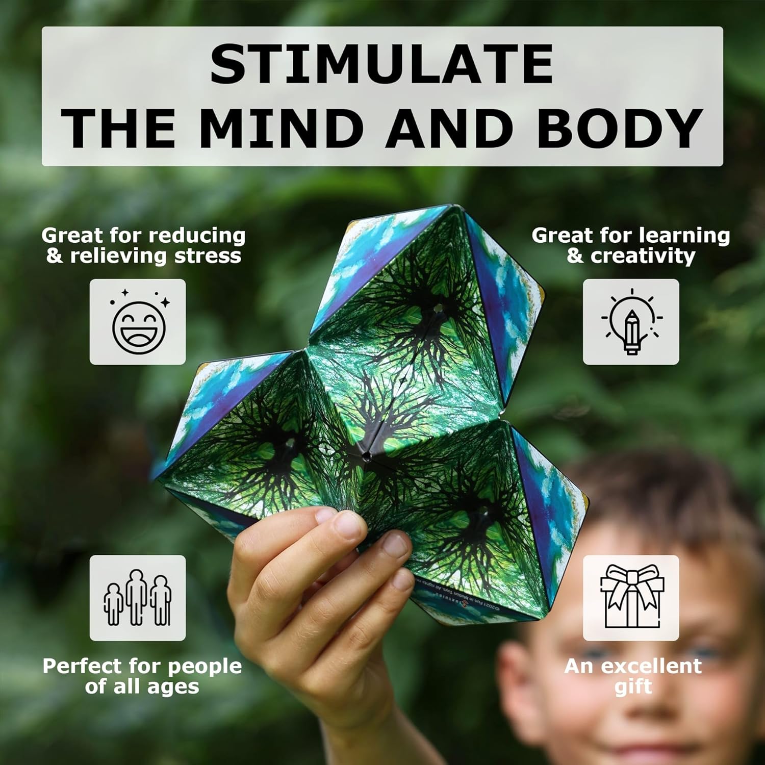 Alternative view of Shashibo Shape Shifting Box - Award-Winning STEM Fidget Toy with Ultra Strong Magnets - Puzzle Cube Transforms Into 100+ Shapes, Perfect Sensory Gift for Kids, Teens, and Adults (Mystic Ocean)
