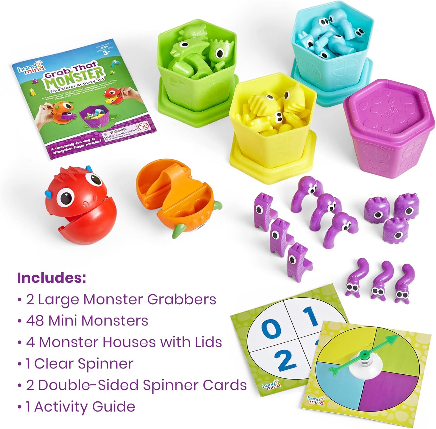 Alternative view of hand2mind Grab That Monster Fine Motor Activity Set, Occupational Therapy Toys, Pincer Grasp Fine Motor Skills Toys for Toddlers 3-4, Play Therapy Games for Kids, Preschool Learning Activities