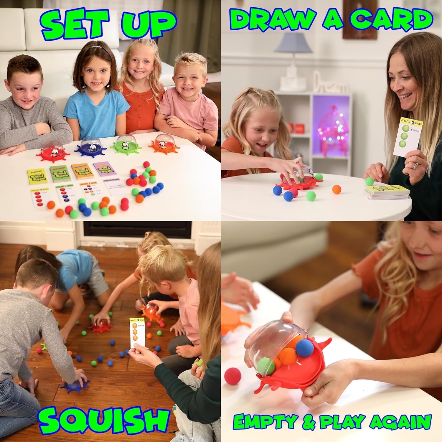 Alternative view of Funwares Colorful Squid Squish: Fast-Paced Floor Game for Kids, Interactive Learning, Hand-Eye Coordination, Counting and Color Game, Active Play, 2-4 Players, Ages 4-8