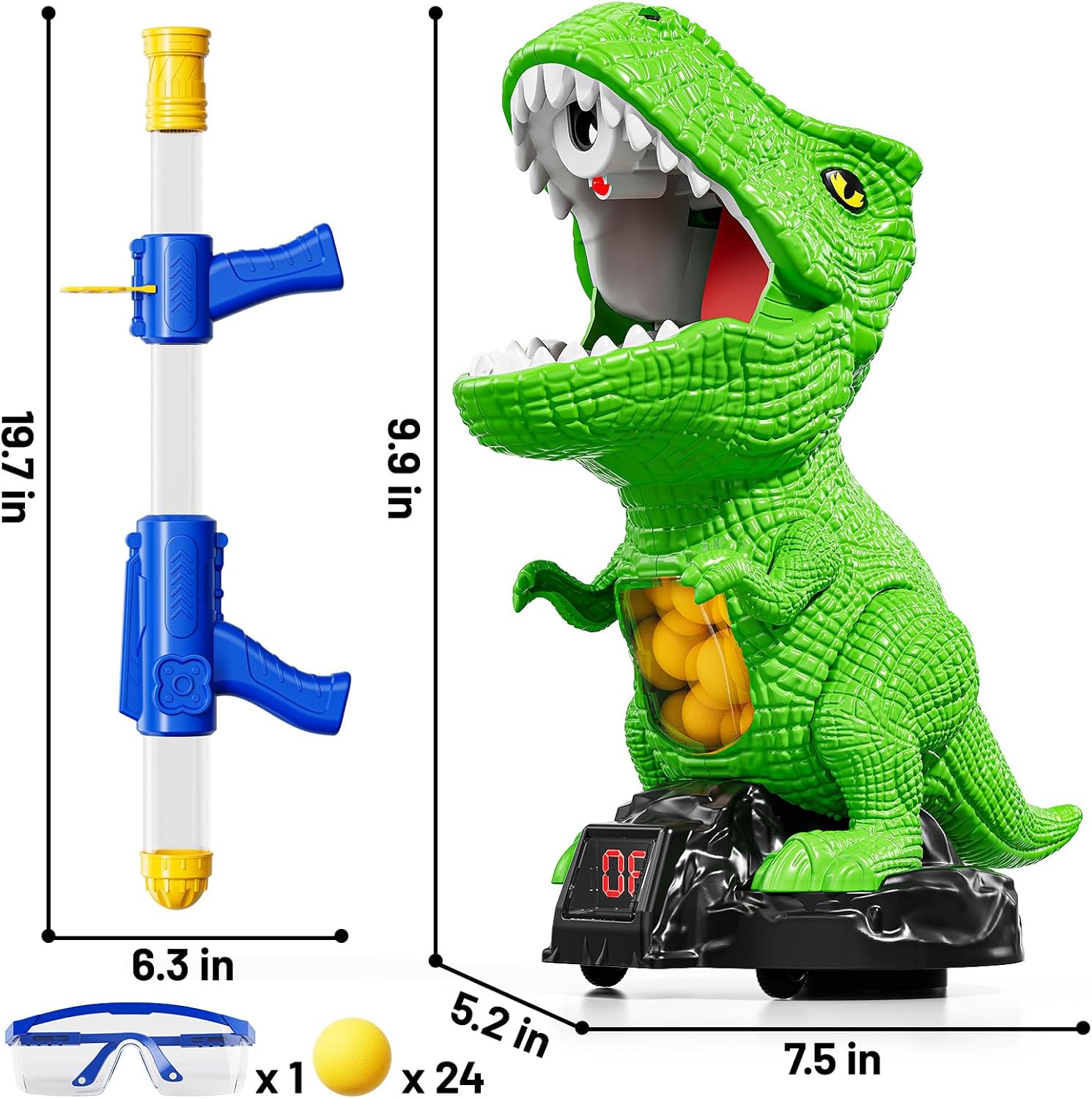 NIPLOOOW Moveable Dinosaur Shooting Toys for Kids 3-8 Years, Movable Shooting Target Toy with Air Pump Launcher, Interactive Competition Game Gift for Boys and Girls Ages 3 4 5 6 7 8 Years Old