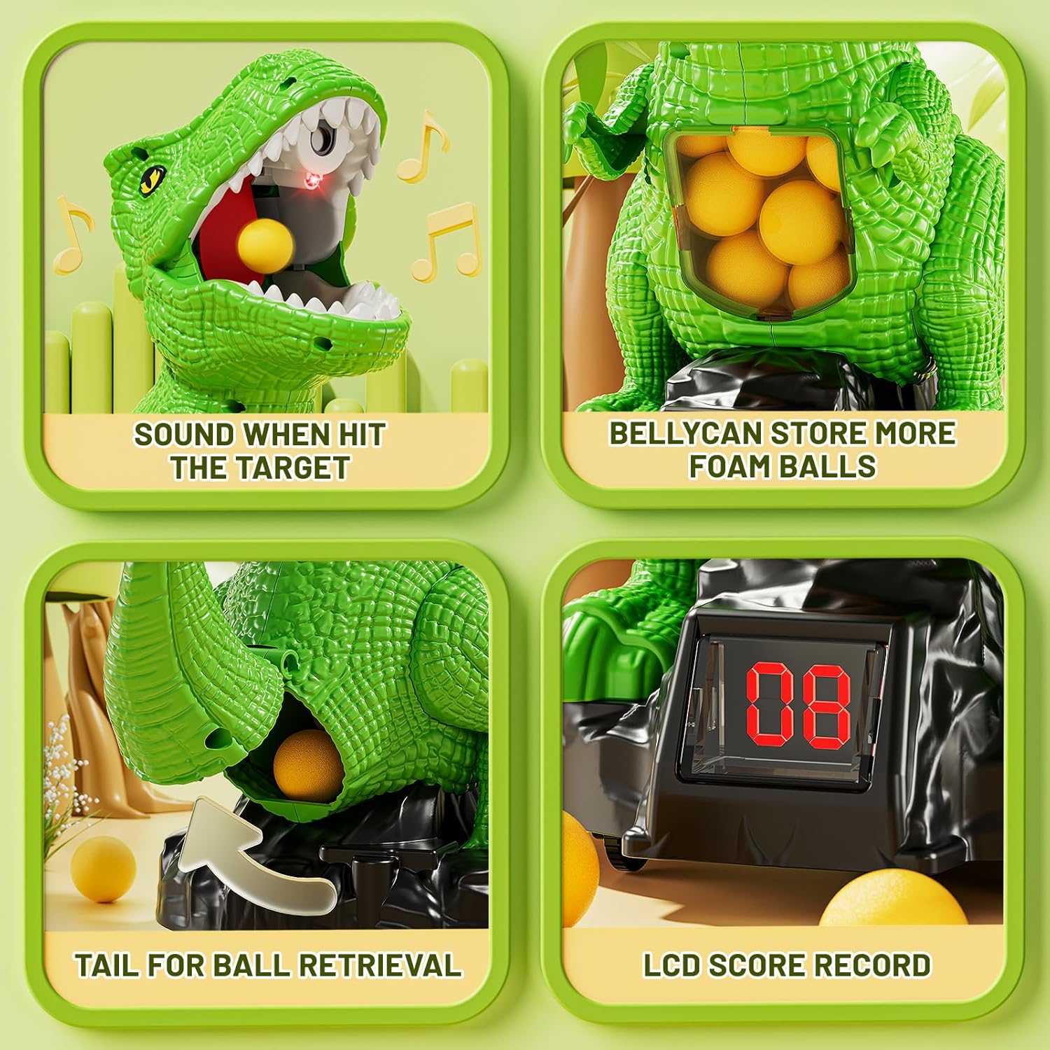 Alternative view of NIPLOOOW Moveable Dinosaur Shooting Toys for Kids 3-8 Years, Movable Shooting Target Toy with Air Pump Launcher, Interactive Competition Game Gift for Boys and Girls Ages 3 4 5 6 7 8 Years Old