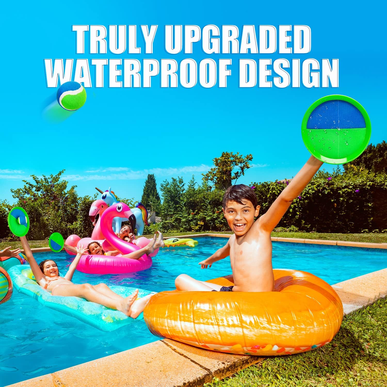 Alternative view of EVERICH TOY Upgraded Toss and Catch Ball Game Set, Kids Toy Stocking Stuffers for Boys Girls Ages 3-12, Includes 4 Paddles 4 Sticky Balls, Water-Resistant Indoor Outdoor Toy for Beach Pool Yard