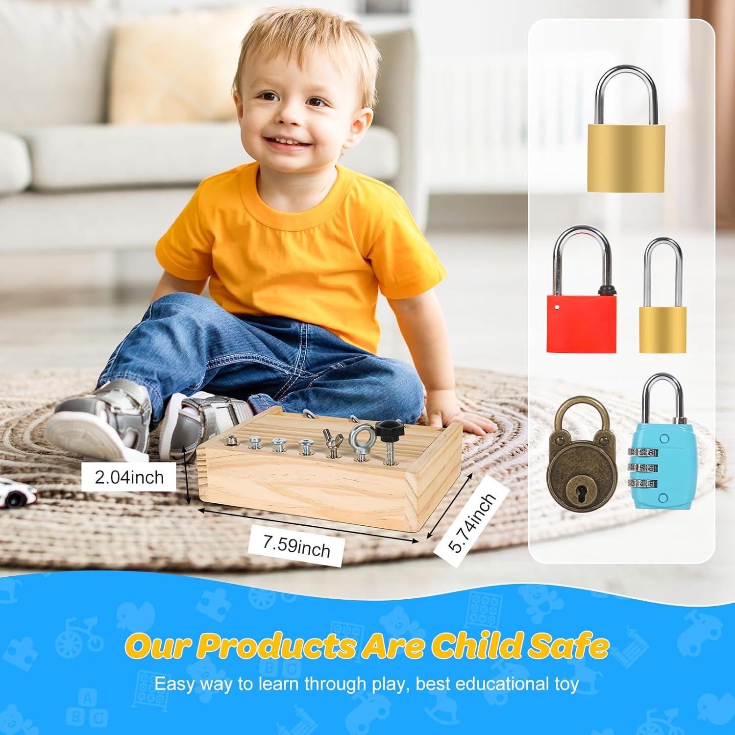 INIFEIDALA Montessori Screwdriver Board Set-Lock and Key Toy,Montessori Busy Board Toys for 3 4 5 Year Old,Kids Tool Set,Preschool Learning Sensory - Fine Motor Skills - STEM Toys