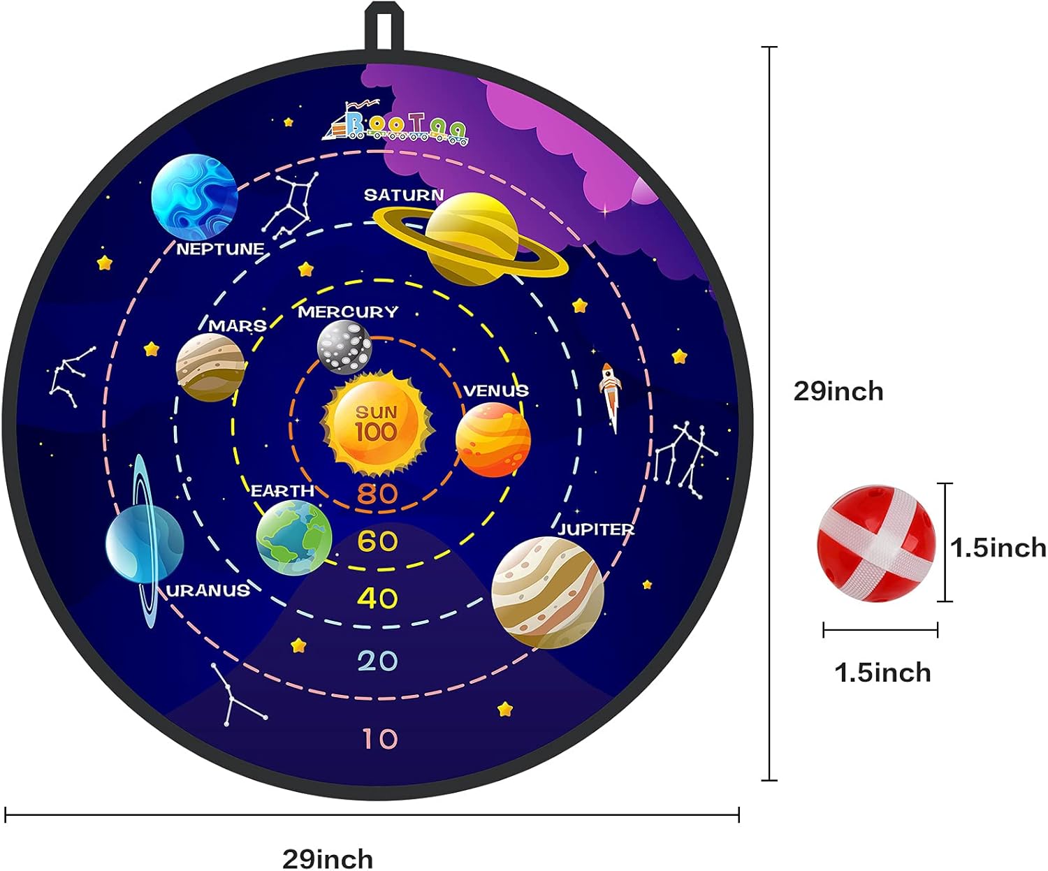 BooTaa 29" Large Dart Board for Kids, Kids Dart Board with Sticky Balls, Boys Toys, Indoor/Sport Outdoor Fun Party Play Game Toys, Birthday Gifts for 3 4 5 6 7 8 9 10 11 12 Year Old Boys Girls - Image 8
