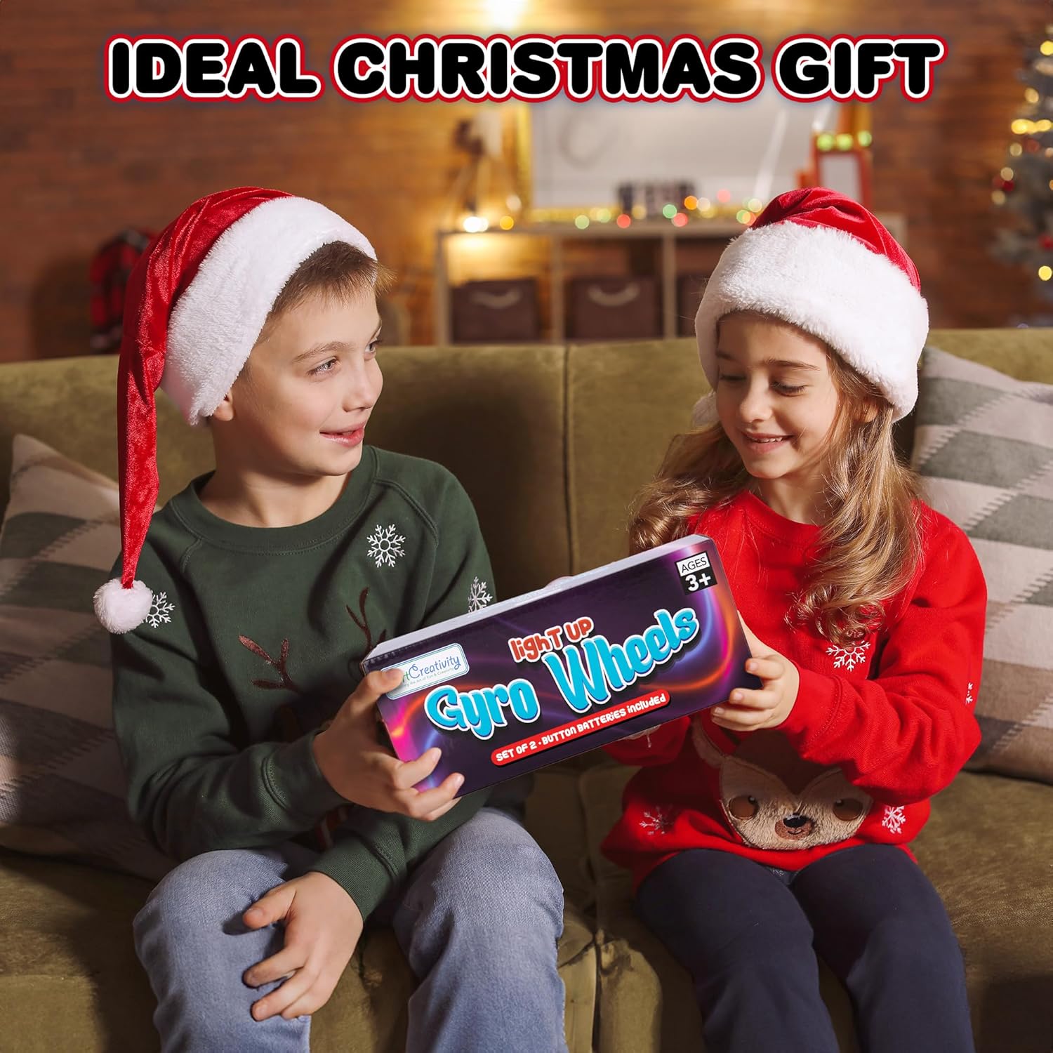 Alternative view of ArtCreativity Retro Light Up Gyro Wheels Toy- 2, 8.5 Inch Gyroscope Rail Twisters, Kids Classic Vintage Nostalgia Yoyo Sensory Fidget Toys, Christmas stocking stuffers for kids, Gift for boys & Girls,