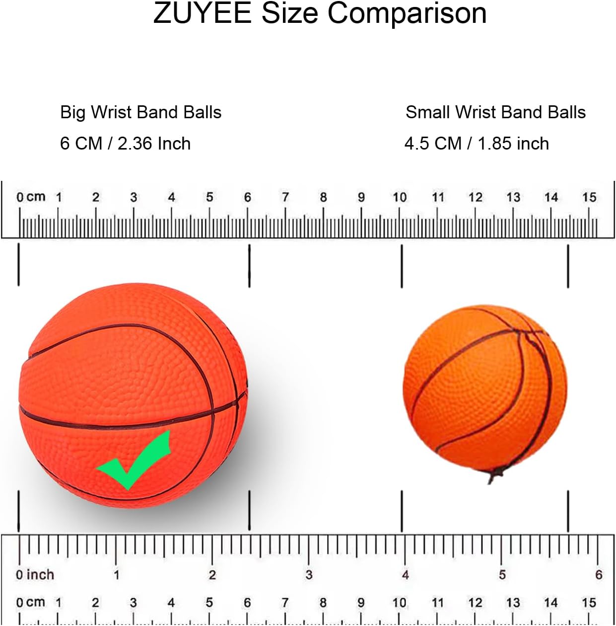 4/8/16 Pack 2.36 Inch Wrist Return Balls Wristband Ball Rubber Rebound Bouncy Sport Ball (Basketball, Baseball, Soccer,Tennis) on Elastic String Wrist Exercise or Play,Gift Toy for Kids Teens Adults