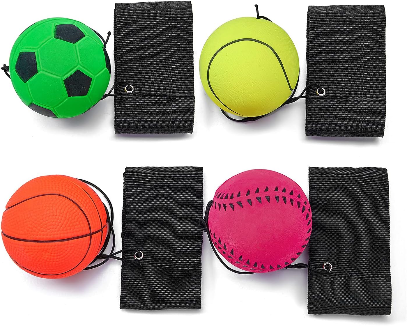 Alternative view of 4/8/16 Pack 2.36 Inch Wrist Return Balls Wristband Ball Rubber Rebound Bouncy Sport Ball (Basketball, Baseball, Soccer,Tennis) on Elastic String Wrist Exercise or Play,Gift Toy for Kids Teens Adults