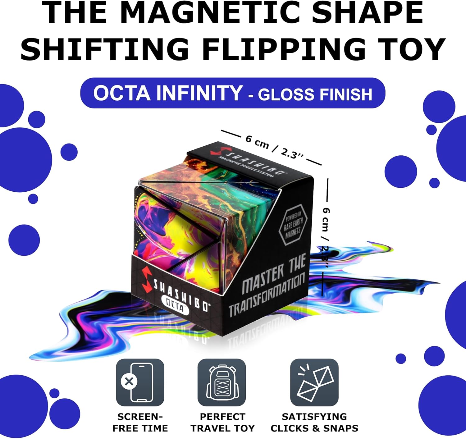 Shashibo Octa Shape Shifting Box - STEM Fidget Toy with Ultra Strong Magnets, Perfect Sensory Gift for Kids, Teens, and Adults u2013 Pairs w/All Shashibo Cubes (Infinity)