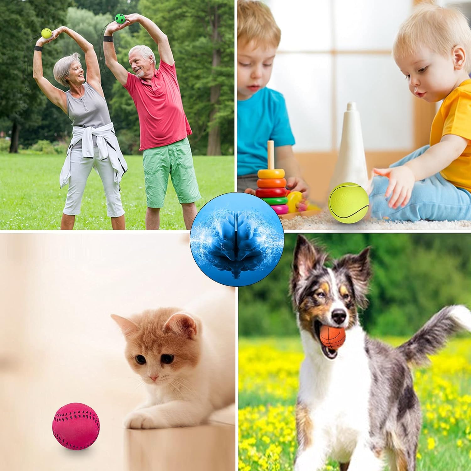 4/8/16 Pack 2.36 Inch Wrist Return Balls Wristband Ball Rubber Rebound Bouncy Sport Ball (Basketball, Baseball, Soccer,Tennis) on Elastic String Wrist Exercise or Play,Gift Toy for Kids Teens Adults - Image 6