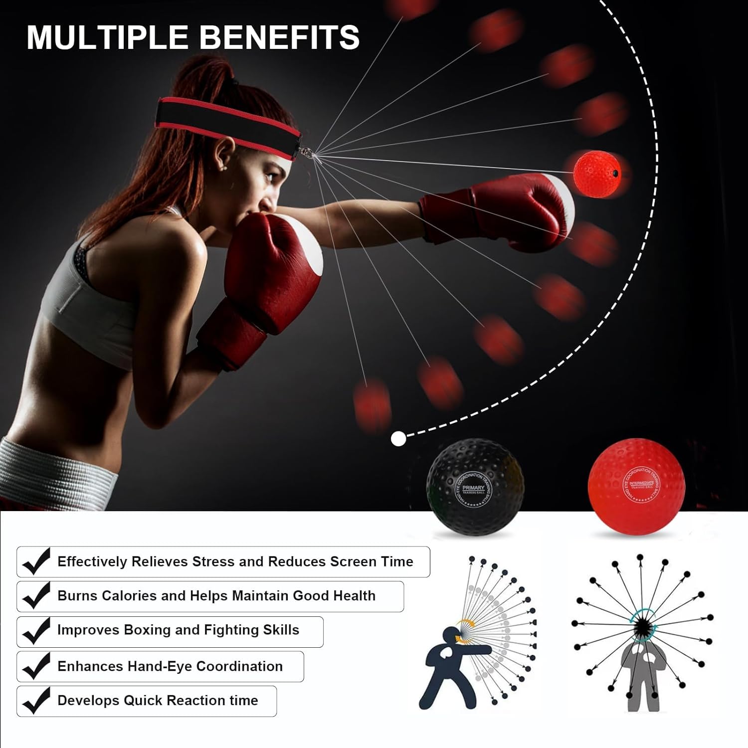 Alternative view of Dermasy Upgraded Boxing Reflex Ball, Boxing Training Ball with Headband Perfect for Reaction, Punching Speed, Fight Skill, Fitness, Newst Boxing Equipment