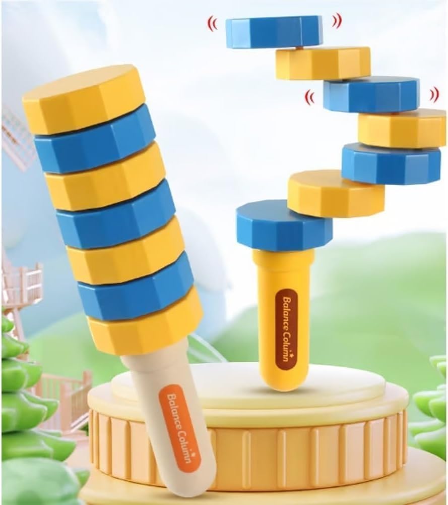 PRYZALO Wooden Balance Challenge Set - Handheld Balancers Toy for Kids & Adults, Hand Eye Coordination Game, Sensory Motor Skills, Creative Play, Stress Relief Fidget Gift for Holiday/Party (A)