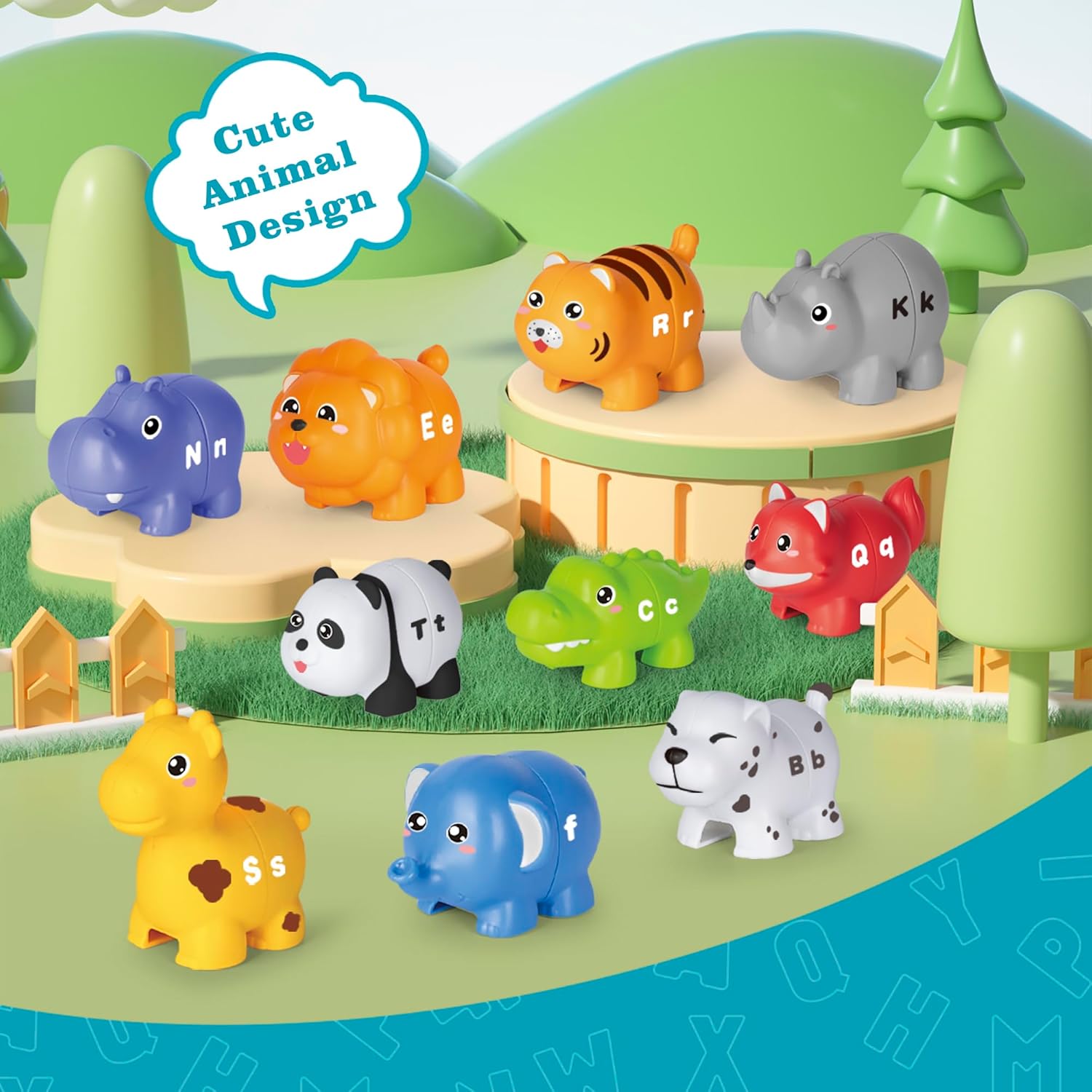 Alternative view of Learning Toys for 2 3 4 Year Old, 52 Pcs ABC Animal Alphabet Match Game with Uppercase Lowercase, 10 Different Animal Figures, Preschool Activities Montessori Fine Motor Toys for Toddlers Kids