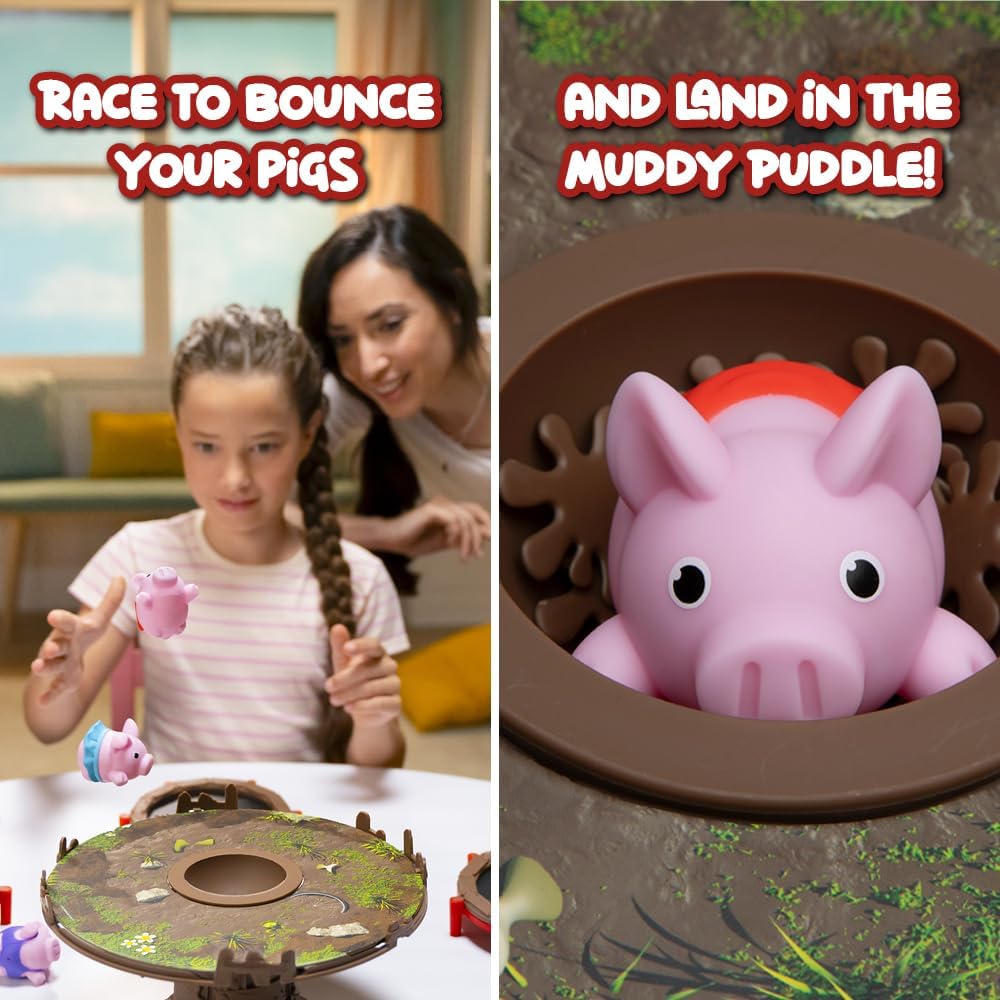 Alternative view of PlayMonster Pigs on Trampolines Board Games u2013 Multi-Player, Preschool Toys, Hand-Eye-Coordination Game, The Muddiest Pig Wins, Ages 6+