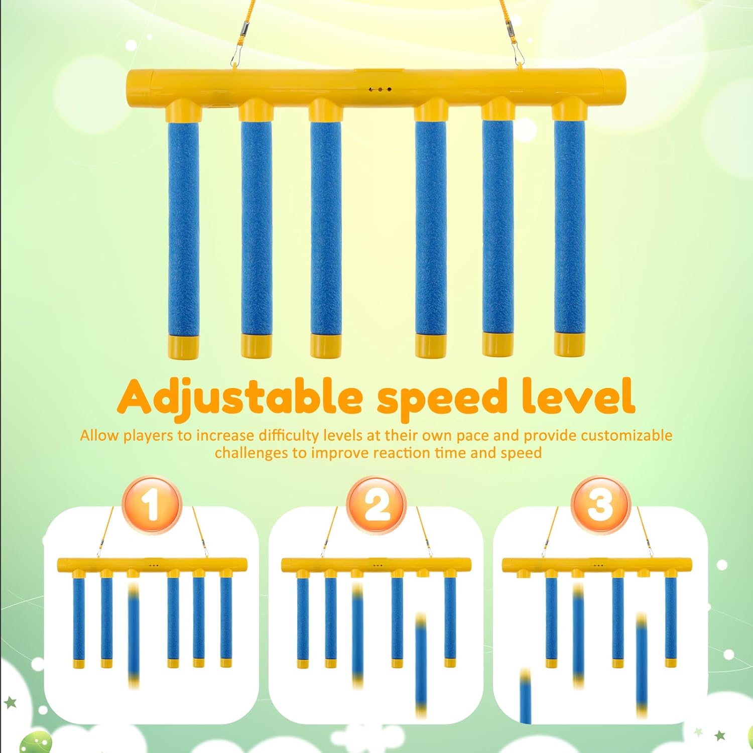 Alternative view of Muyoka Catching Sticks Game, Hand Challenge Game, Drop Sticks Game, Hand-Eye Coordination Training, Reaction Training Toy, 3 Adjustable Speed, Falling Sticks Catching Game for Adults Kids (Blue)