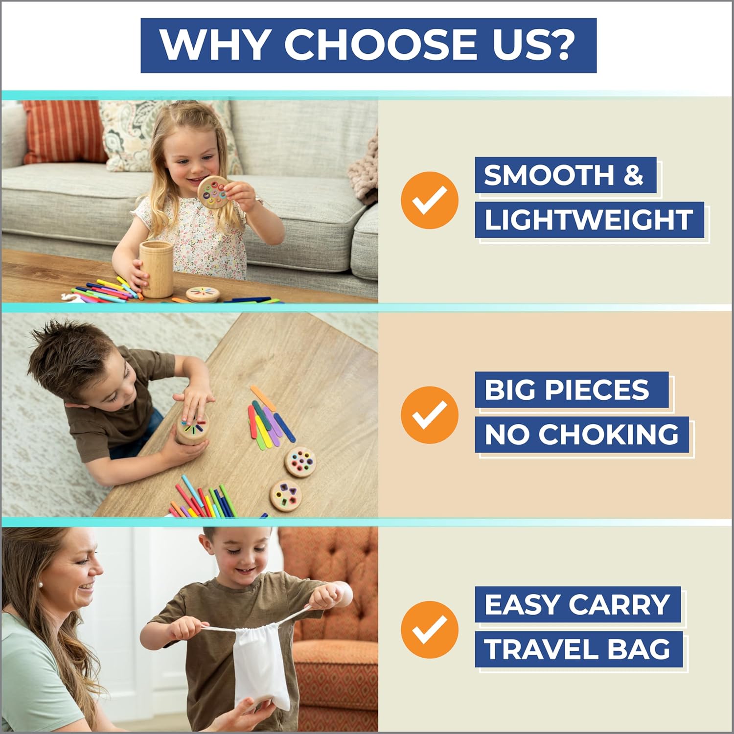 Alternative view of Wooden Montessori Baby Toddler Toys: 3 in 1 Learning Fine Motor Skills Juguetes, Educational Color Sorting Fidget Sensory Toys for Toddlers Boys Girls Gifts Object Permanence Cause and Effect