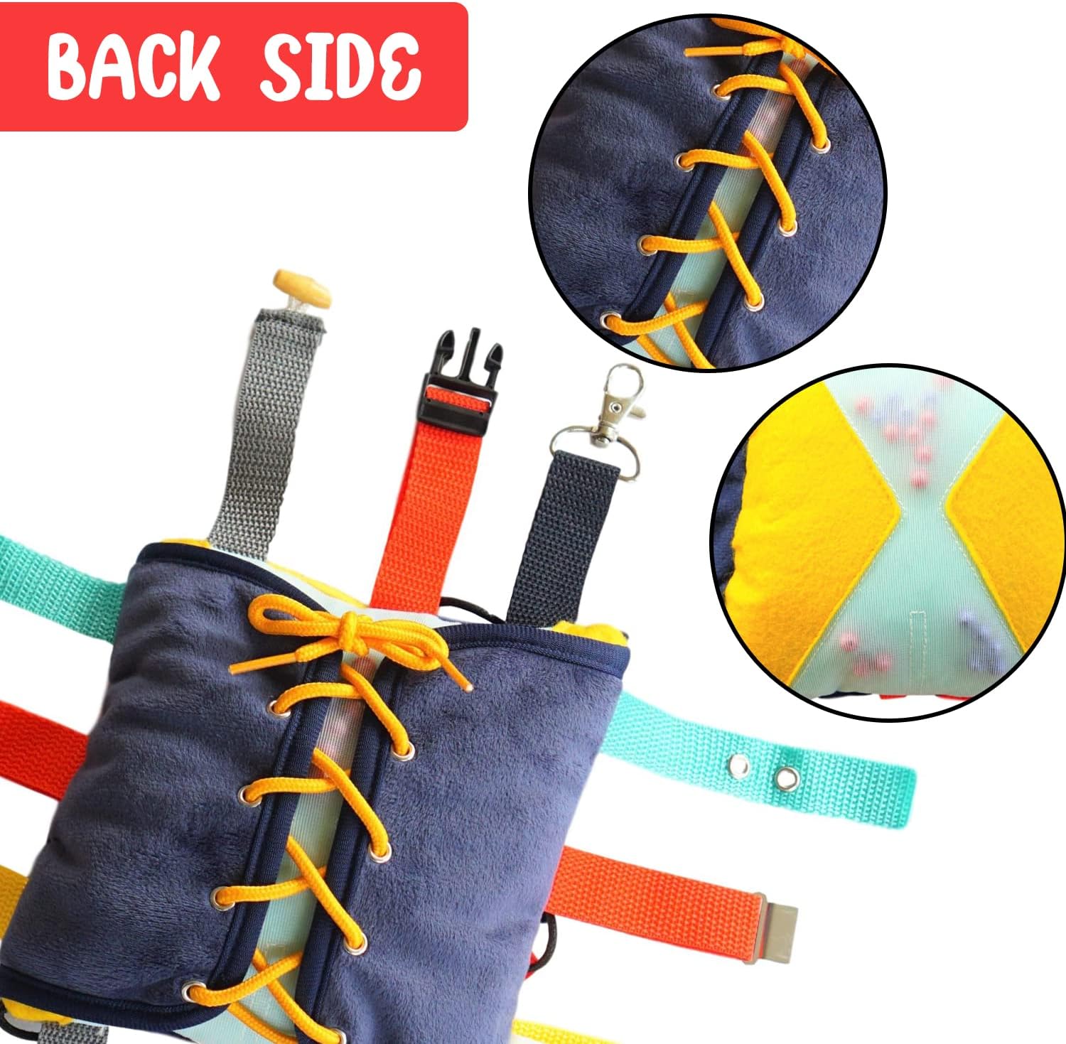 Alternative view of SENSORY4U Buckle Pillow Sensory Fine Motor Development Toy Activity Plushie - OT Therapy Tool Threading Counting Colors Latches Sorting Skills in One - 2nd Edition