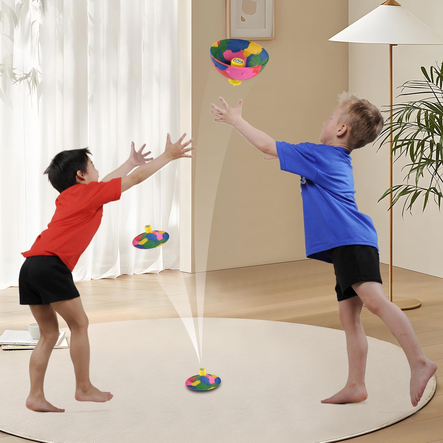 Bounce Bowls Camouflage - Bupduq Fidget Toy for Kids & Adults Spinning Stress Relief, Pop Up Game for School, Party & Intelligence Development - Perfect Anxiety Toy