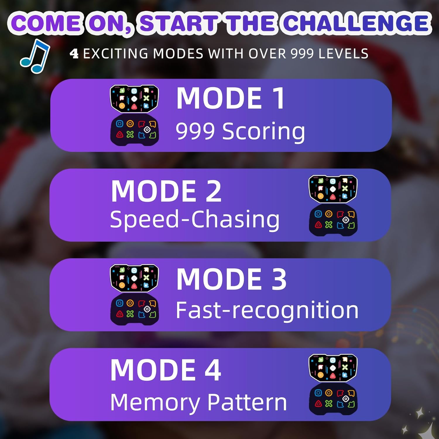 Handheld Dance Games for Kids - 4 Fun Brain & Memory & Reaction & Speed Training Pop Fidget Toys for Boys and Girls -Christmas Stocking Stuffers Gifts for Age 6-12 Years Old Kids Teens Gift Ideas