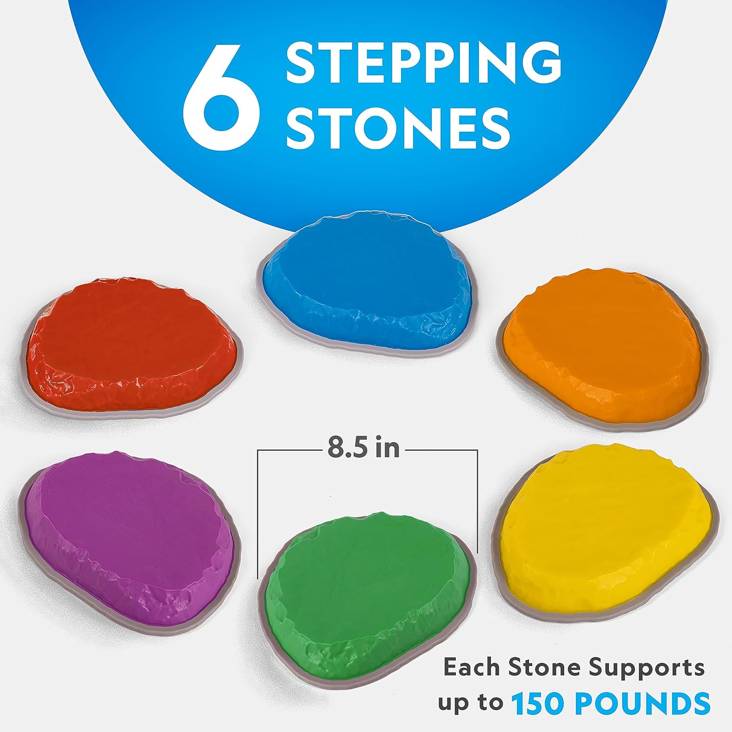 NATIONAL GEOGRAPHIC Stepping Stones for Kids u2013 6 Durable Non-Slip Stones Encourage Toddler Balance & Gross Motor Skills, Indoor & Outdoor Toys, Balance Stones, Obstacle Course (Amazon Exclusive)