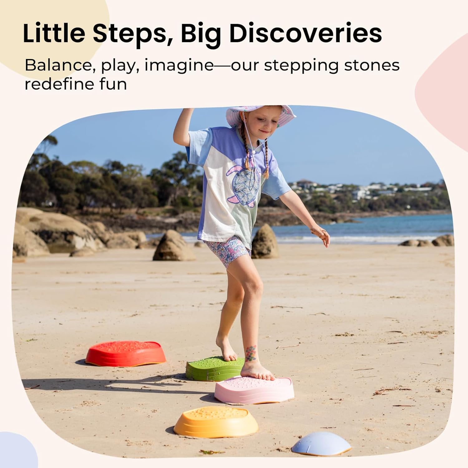 Tiny Land Stepping Stones for Kids, 5pcs Non-Slip Toddler Stepping Stones, Sensory Stepping Stones for Promoting Toddler's Balance & Coordination Skills, Stepping Stones for Toddlers 3-5