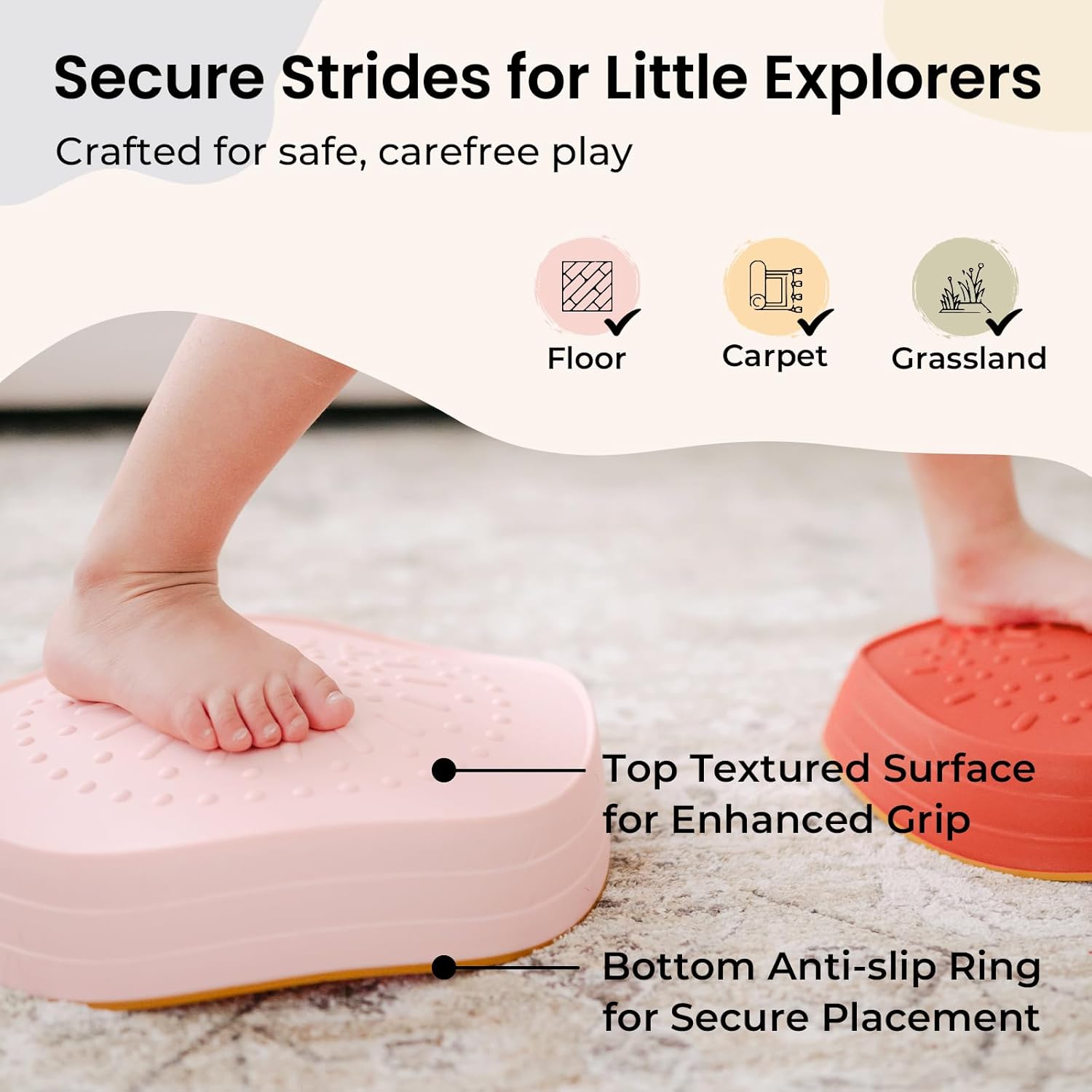 Alternative view of Tiny Land Stepping Stones for Kids, 5pcs Non-Slip Toddler Stepping Stones, Sensory Stepping Stones for Promoting Toddler's Balance & Coordination Skills, Stepping Stones for Toddlers 3-5
