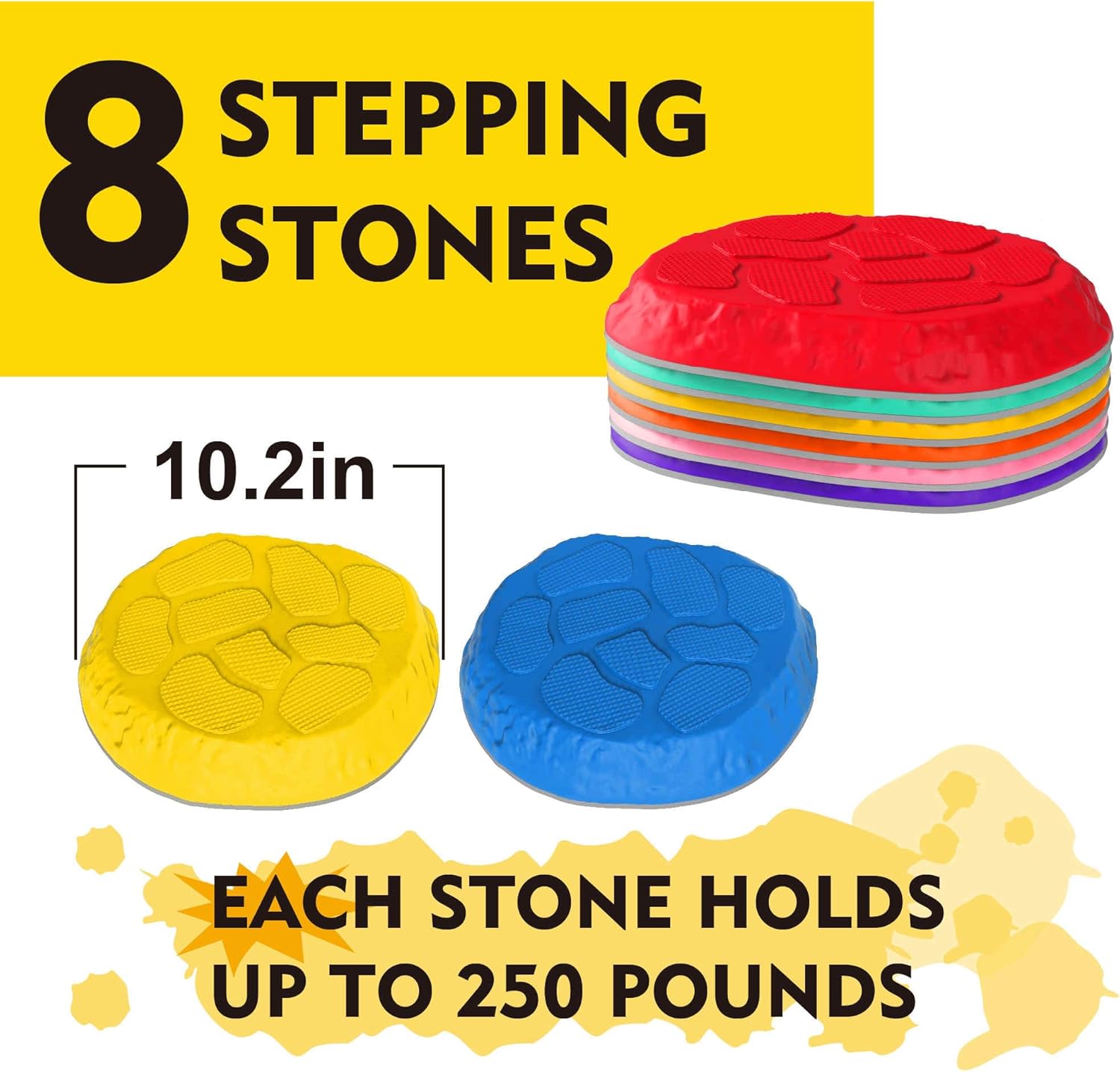 SmartYeen Stepping Stones for kids,8/12 PCS Durable Non-Slip Balance Stones Indoor Outdoor toys for toddlers develope Kids Balance and Coordination Skills