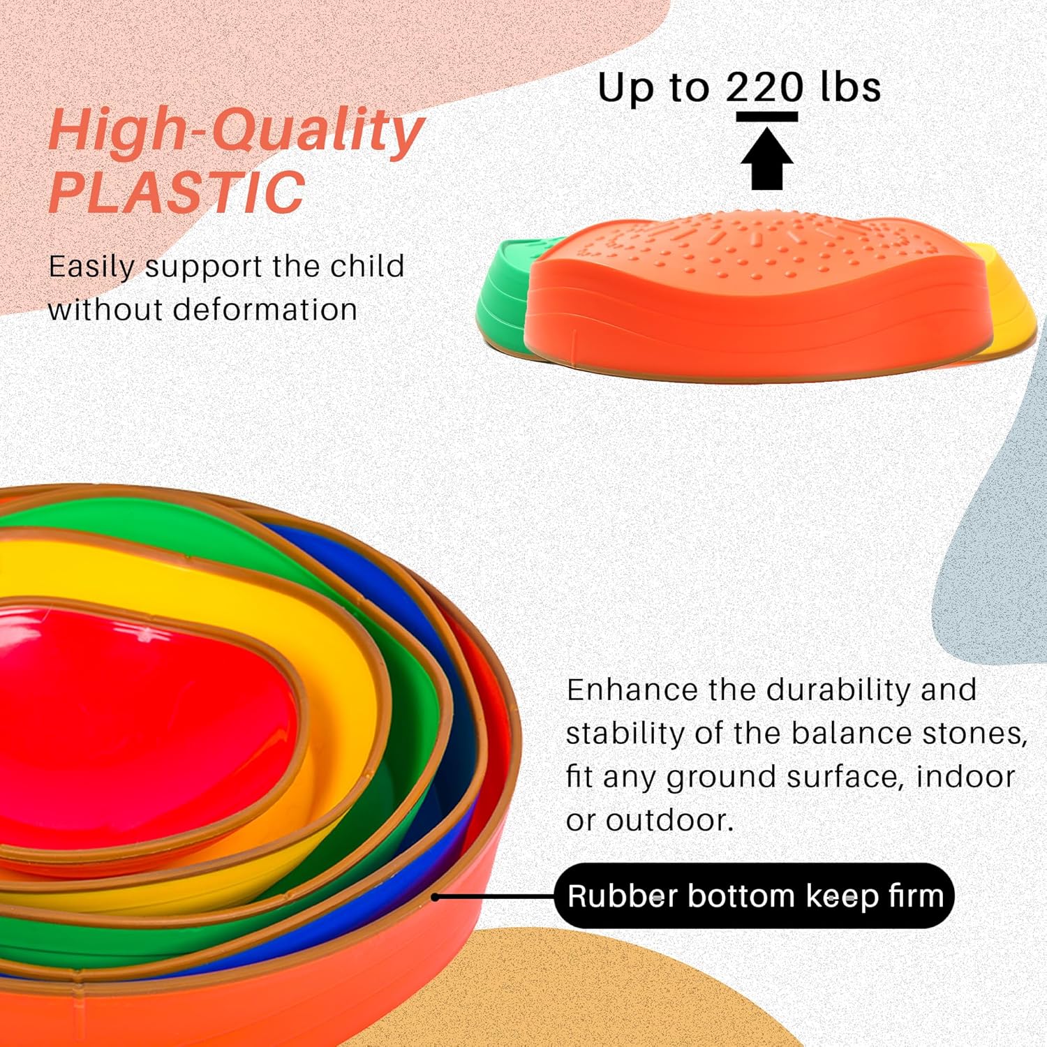 romrex Balance Stepping Stones for Kids Toddlers Obstacle Course - 5 Durable Outdoor Toys Sensory Stepping Stones for Improving Toddler Coordination & Gross Motor Skills - Image 4