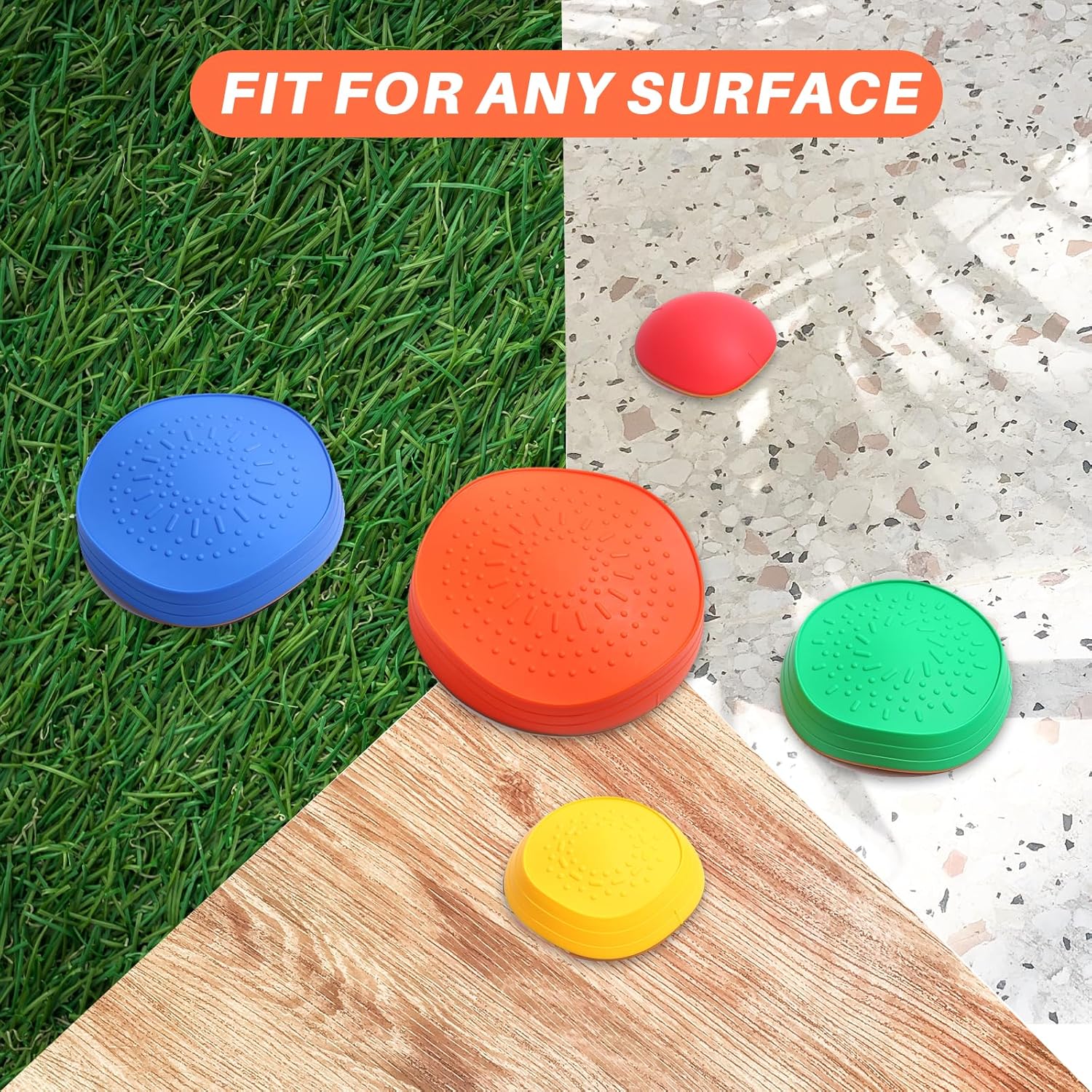 romrex Balance Stepping Stones for Kids Toddlers Obstacle Course - 5 Durable Outdoor Toys Sensory Stepping Stones for Improving Toddler Coordination & Gross Motor Skills - Image 5