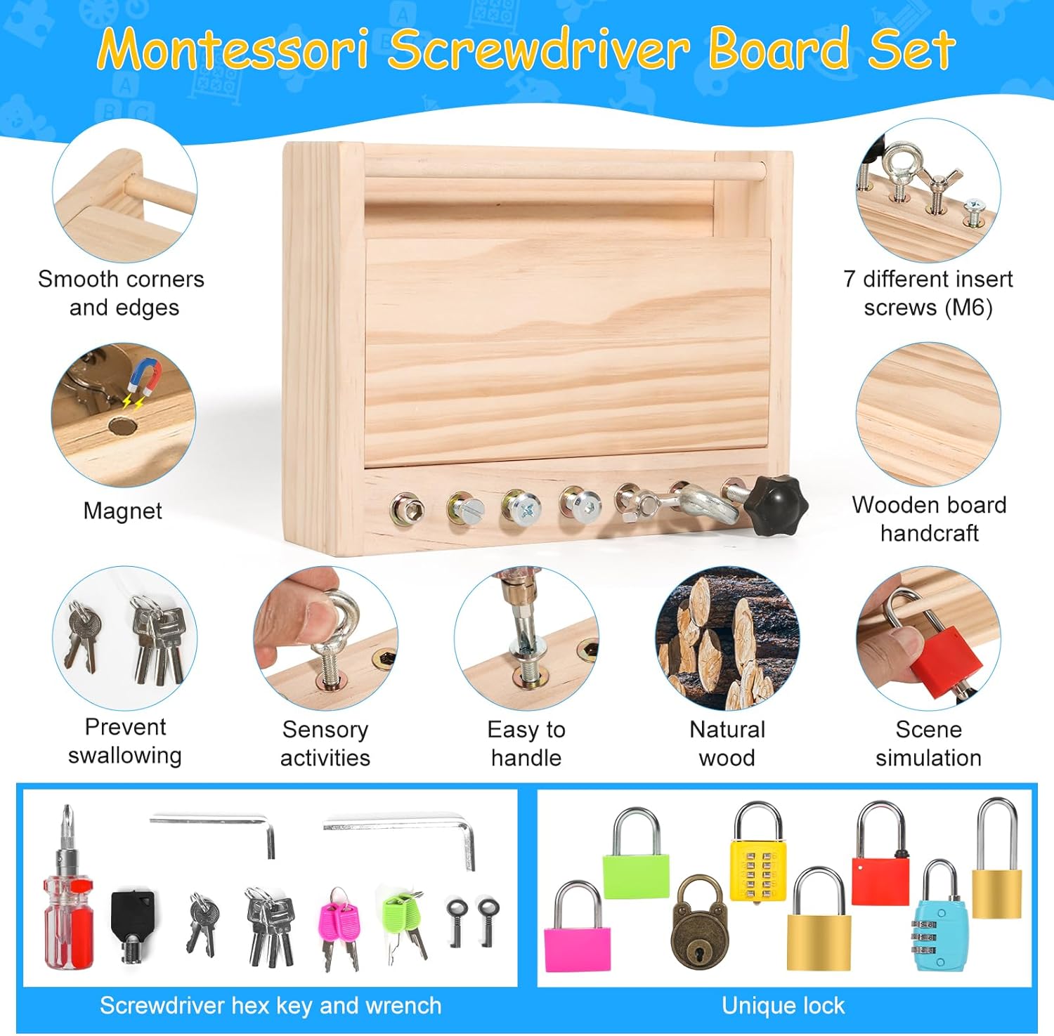 Alternative view of INIFEIDALA Montessori Toys for 3 4 5 Year Old,Montessori Screwdriver Board Set-Lock and Key Toy,Kids Tool Set,Preschool Learning Sensory - Fine Motor Skills - STEM Toys