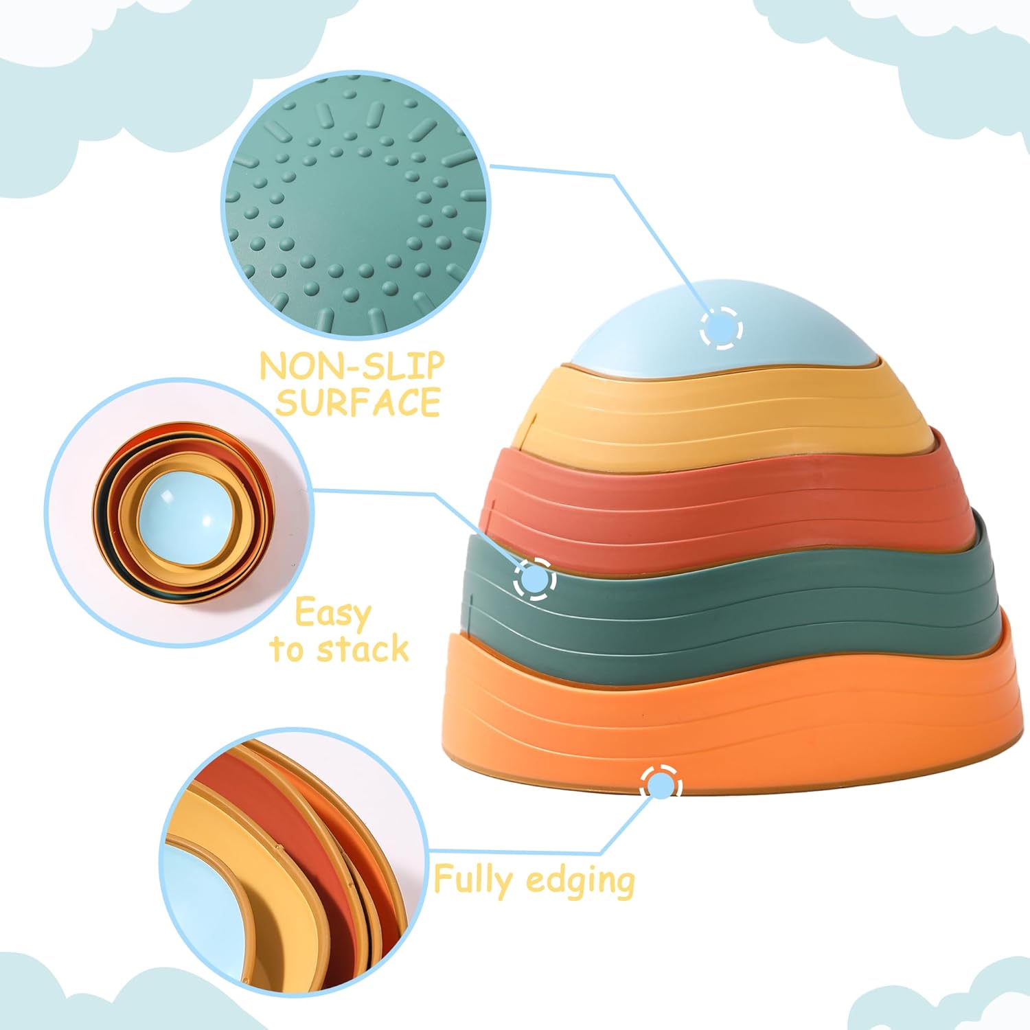 Alternative view of LoomLark Balance Stepping Stones for Kids 5pcs Non-Slip River Stones Obstacle Course Play Indoor and Outdoor Coordination Game Sensory Toys Toddler Ages 3 4 5 6 7 8+