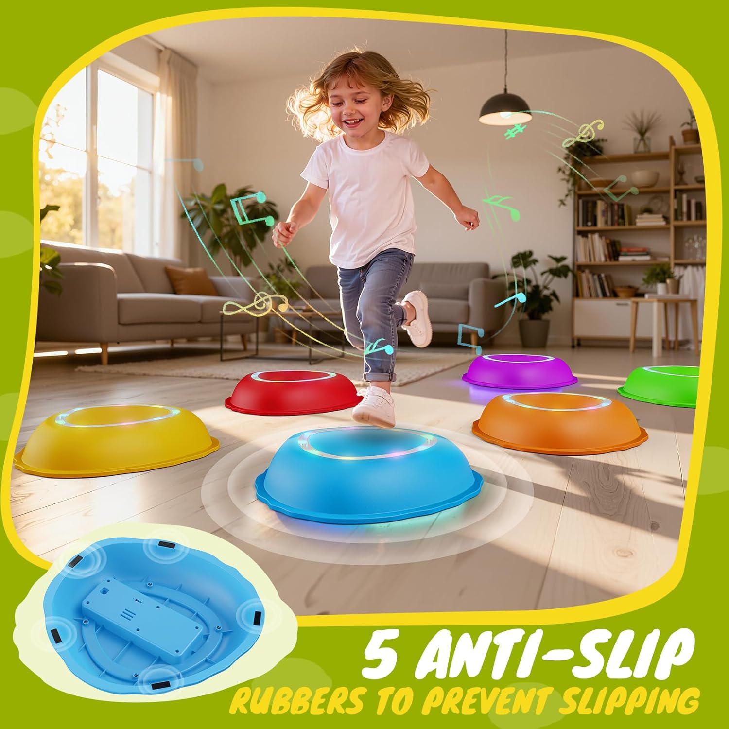 Alternative view of Scvcid Rechargeable Stepping Stones for Kids, 6pcs Music and Light Up Anti-Slip Balance Sensory Toys for Toddler, Kids Indoor and Outdoor Play Equipment, Birthday Gifts Toys for 3 4 5+ Year Old Kids