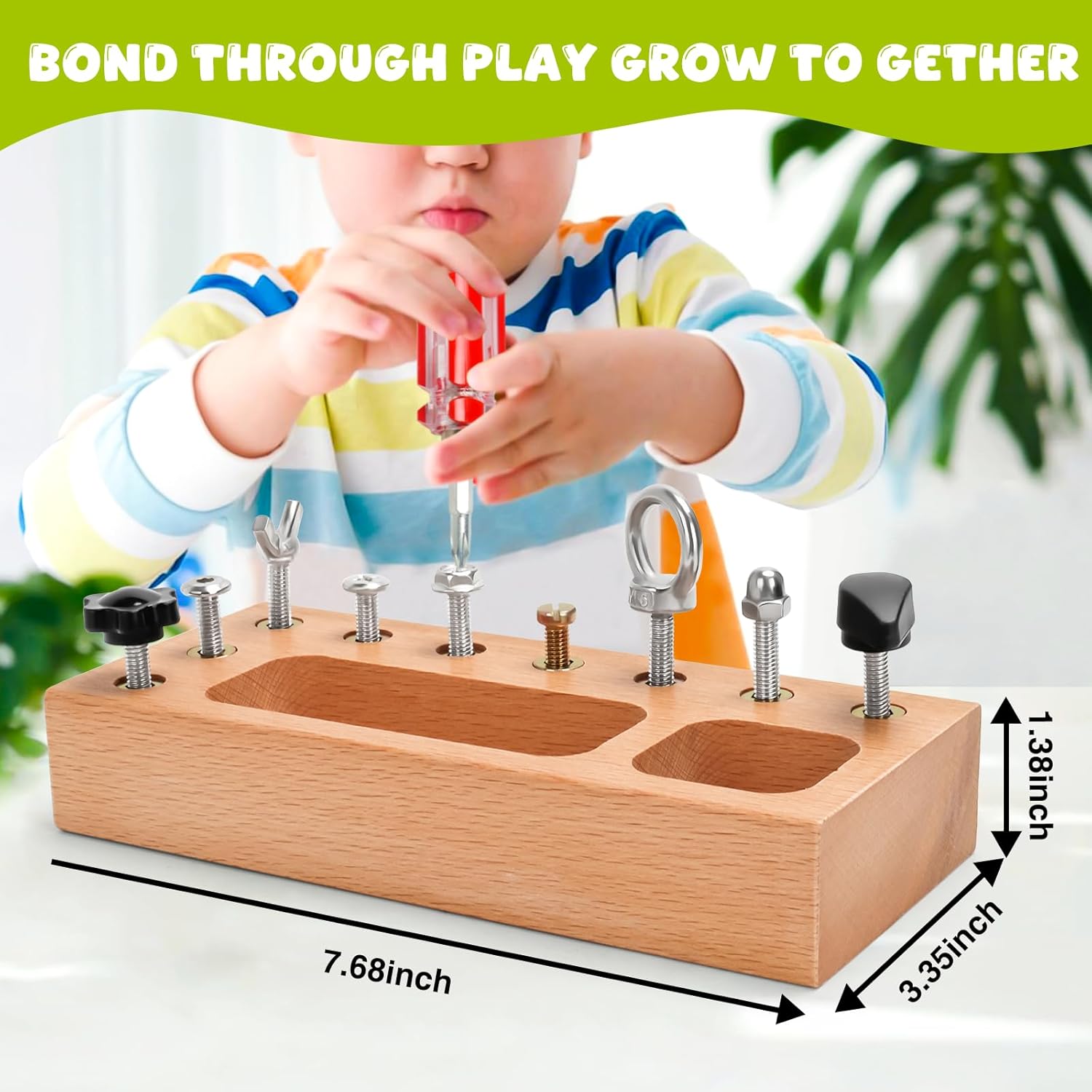 TenFans Montessori Busy Board for Toddlers 3-5 Years, Wooden Screwdriver Activity Board, Fine Motor Skills & Sensory Development Toy, Preschool Learning & Travelu200Bu200B
