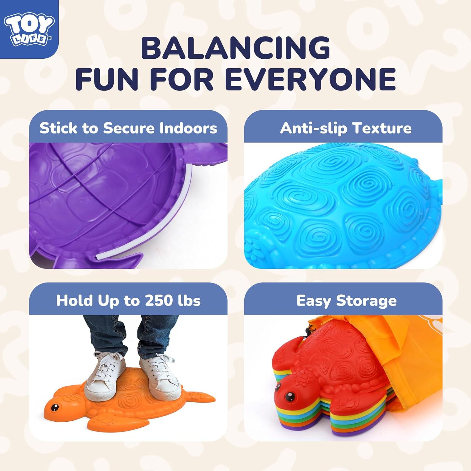 Alternative view of TOY Life 6 Pcs Turtle Balance Stepping Stone for Kids, Indoor Outside Toys for Kids Ages 4-8, Toddler Outdoor Toys, Stepping Stones Game, with Cards and Spinner