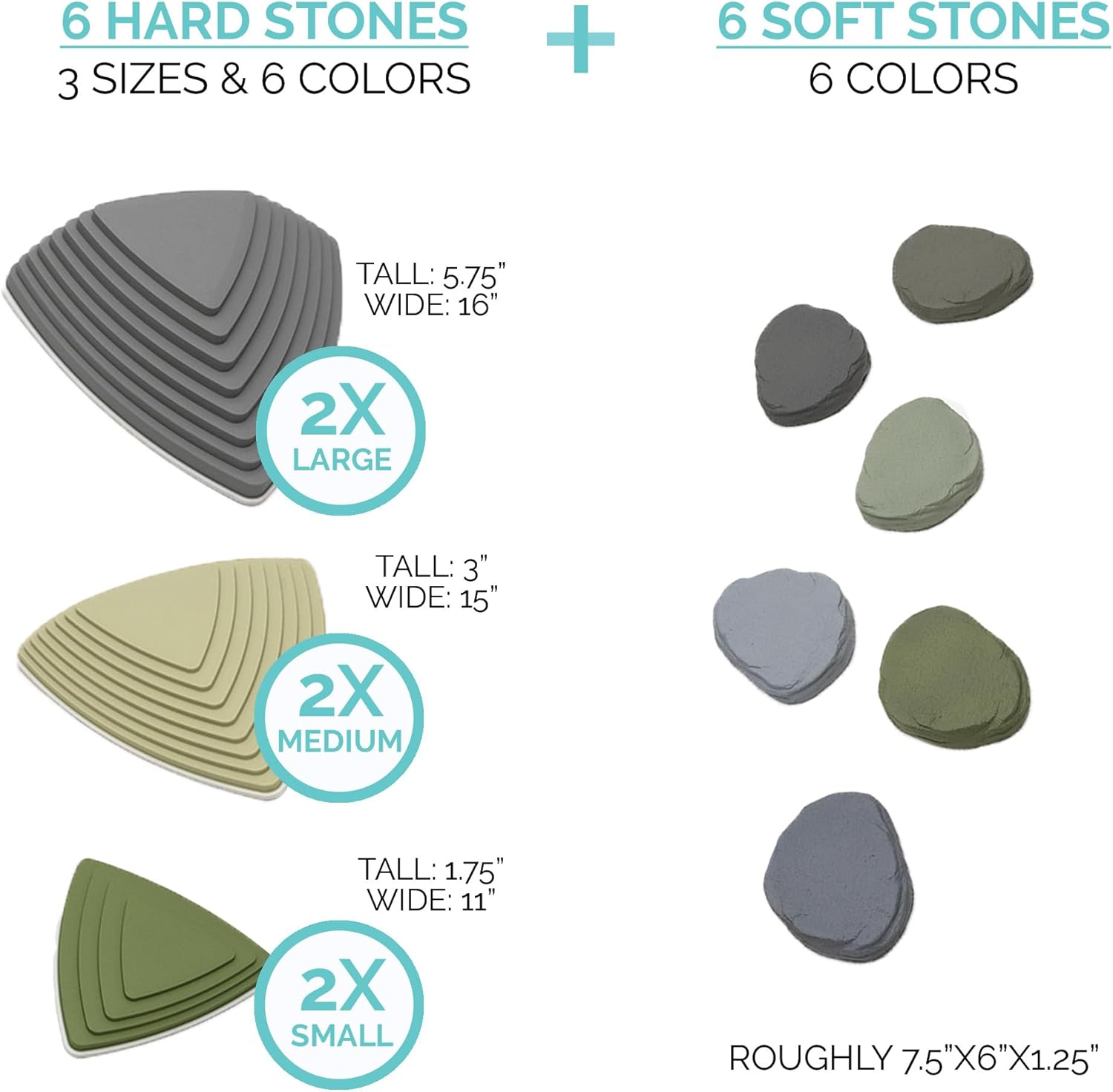 JumpOff Jo - Rocksteady - Balance & Coordination Enhancing Blocks and Stepping Foam Stones, Sensory Toys for Kids - Indoor and Outdoor Obstacle Course